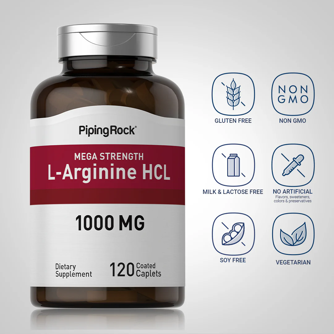 Mega Strength L-Arginine HCL, 1000 mg, 120 Coated Caplets - Image 5