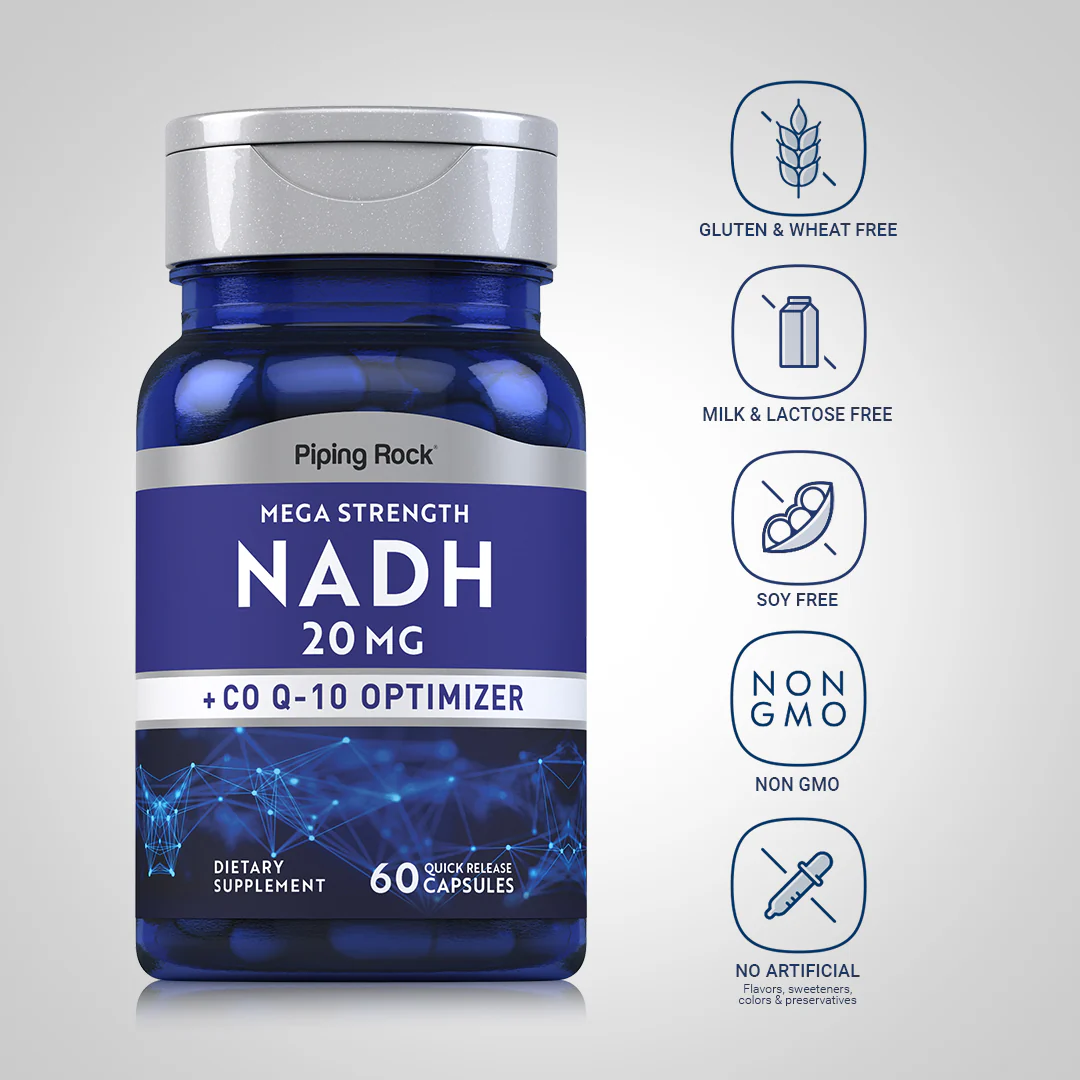 Mega Strength NADH + CoQ10 Optimizer, 20 mg, 60 Quick Release Capsules, 2  Bottles - Image 4