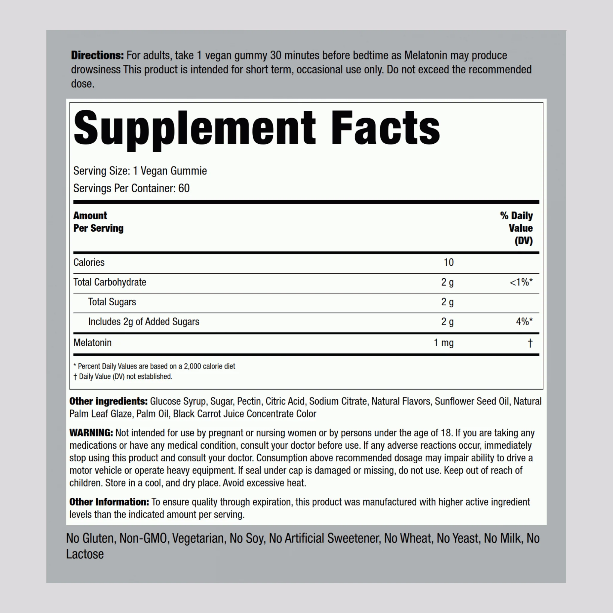 Melatonin (Cherry Pomegranate), 1 mg, 60 Vegan Gummies - Image 2