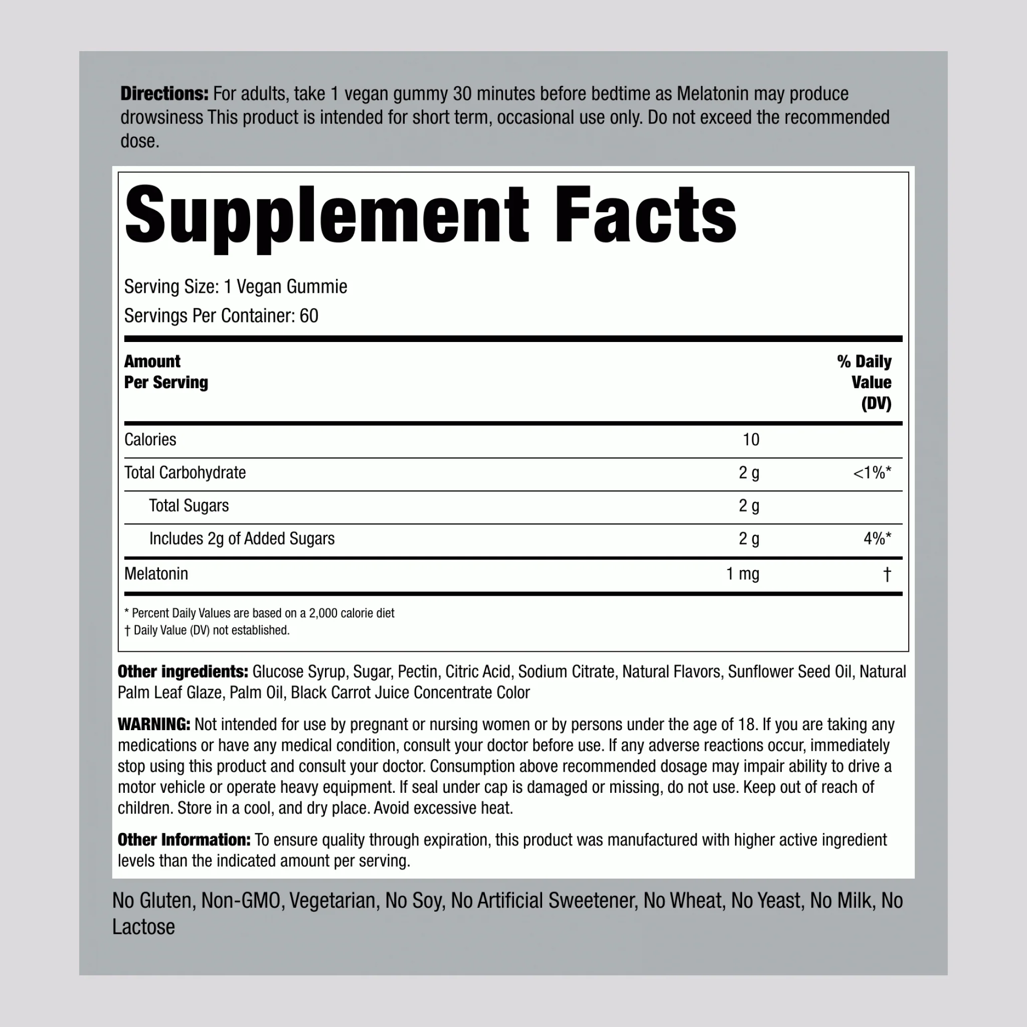Melatonin (Cherry Pomegranate), 1 mg, 60 Vegan Gummies, 2  Bottles - Image 2