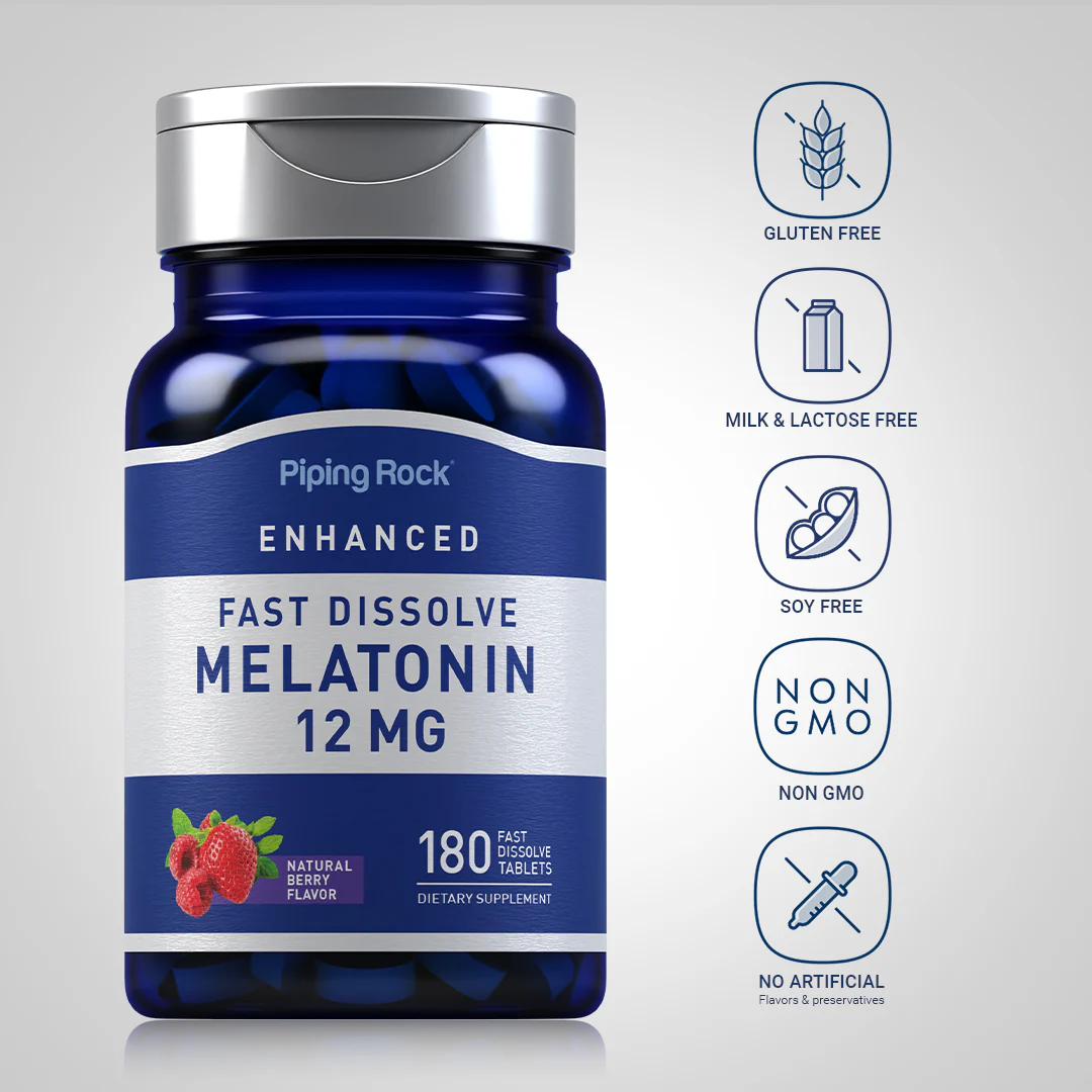 Melatonin Fast Dissolve, 12 mg, 180 Fast Dissolve Tablets - Image 5