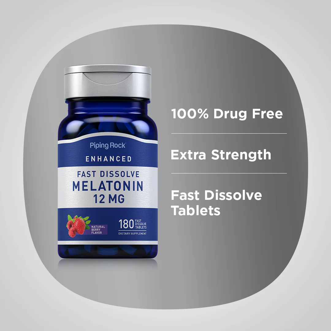 Melatonin Fast Dissolve, 12 mg, 180 Fast Dissolve Tablets, 2  Bottles - Image 4
