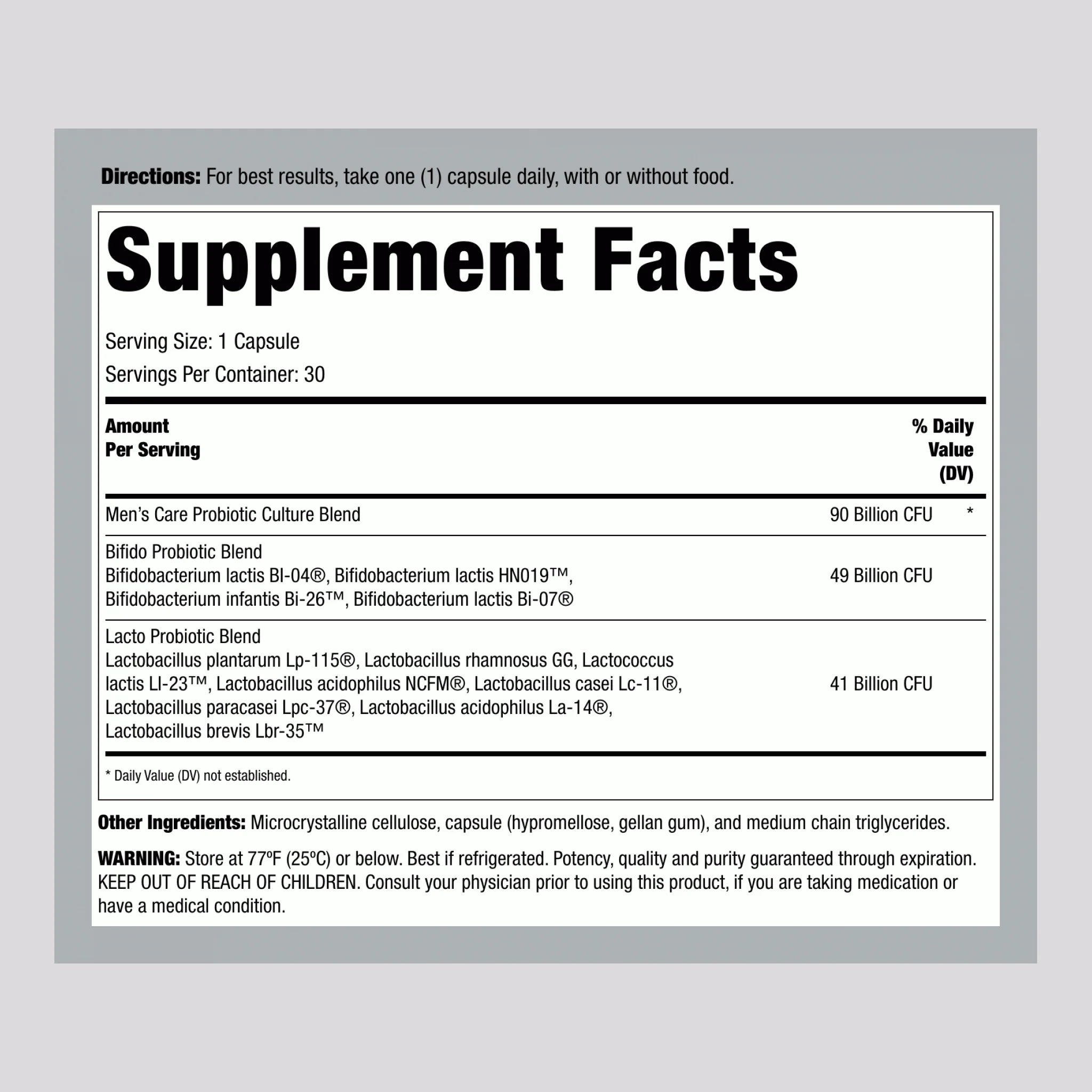 Men's Complete Probiotic, 90 Billion CFU, 30 Delayed Release Vegan Caps - Image 2