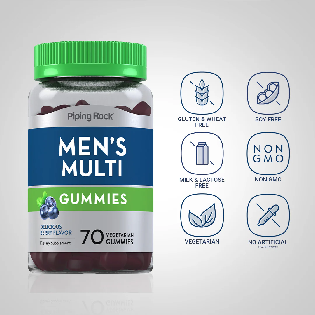 Men's Multivitamin + B-12 D3 & Zinc (Berry), 70 Vegetarian Gummies, 2  Bottles - Image 5
