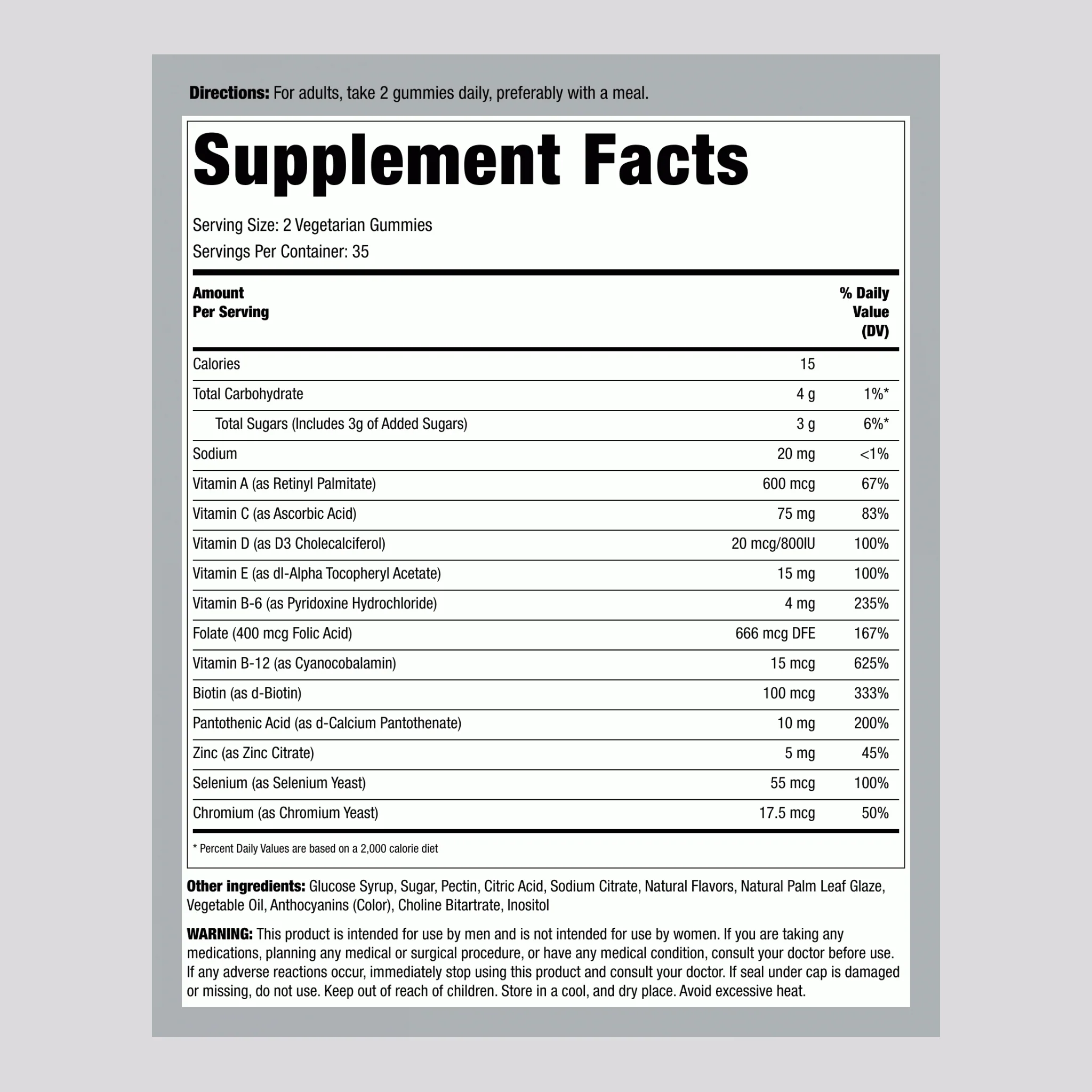 Men's Multivitamins (Delicious Blueberry), 24 Gummies - Image 2