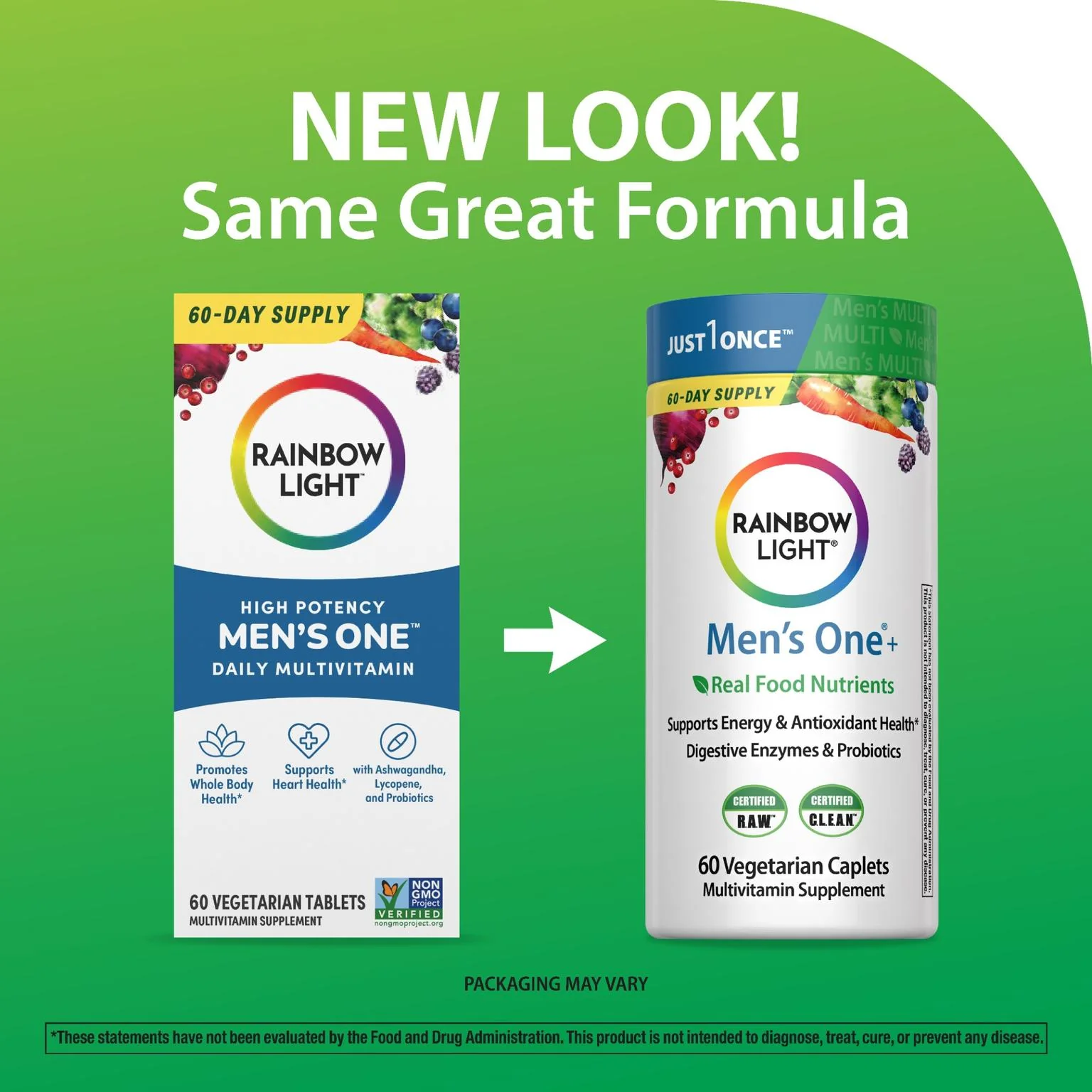 Men's One + Real Food Nutrients, 60 Vegetarian Caplets - Image 4