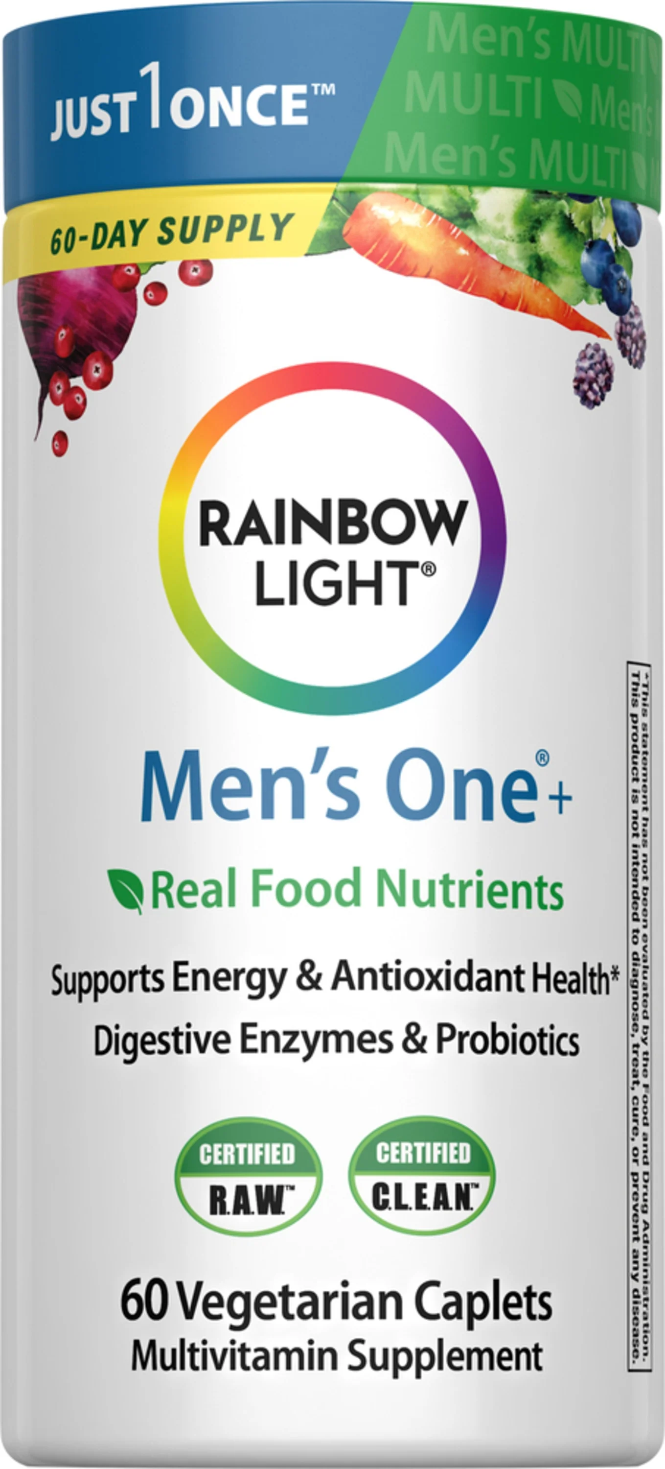 Men's One + Real Food Nutrients, 60 Vegetarian Caplets - Image 9
