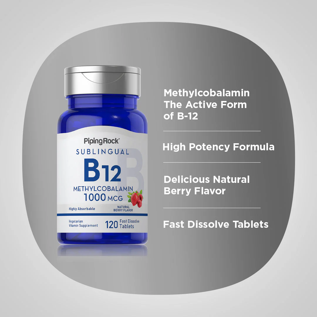 Methylcobalamin B-12 (Sublingual), 1000 mcg, 120 Fast Dissolve Tablets - Image 4