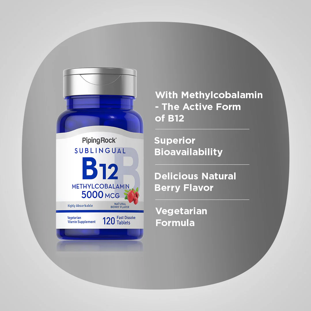 Methylcobalamin B-12 (Sublingual), 5000 mcg, 120 Fast Dissolve Tablets, 2  Bottles - Image 4