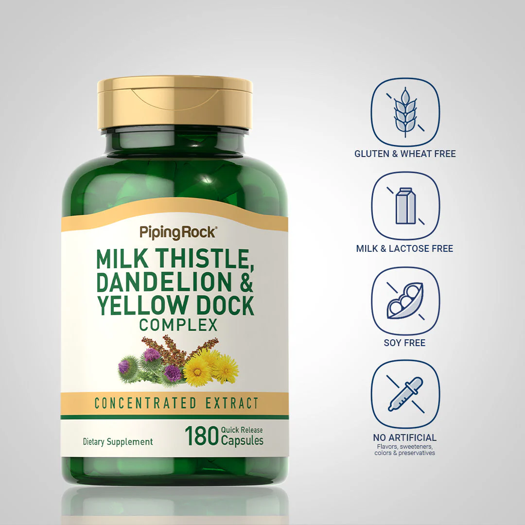 Milk Thistle, Dandelion & Yellow Dock, 180 Quick Release Capsules, 2  Bottles - Image 5