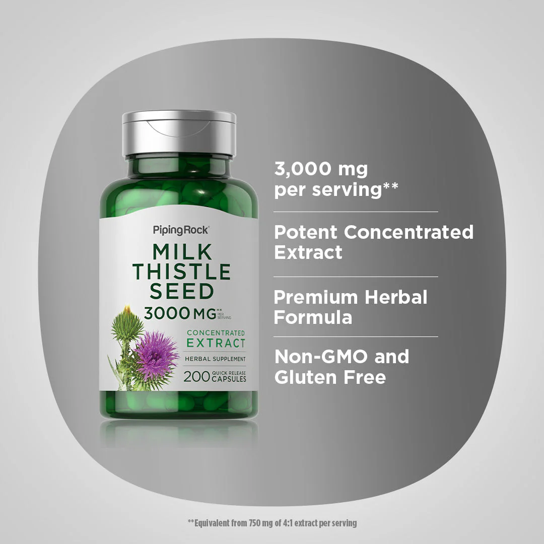 Milk Thistle Seed Extract, 3000 mg (per serving), 200 Quick Release Capsules - Image 4