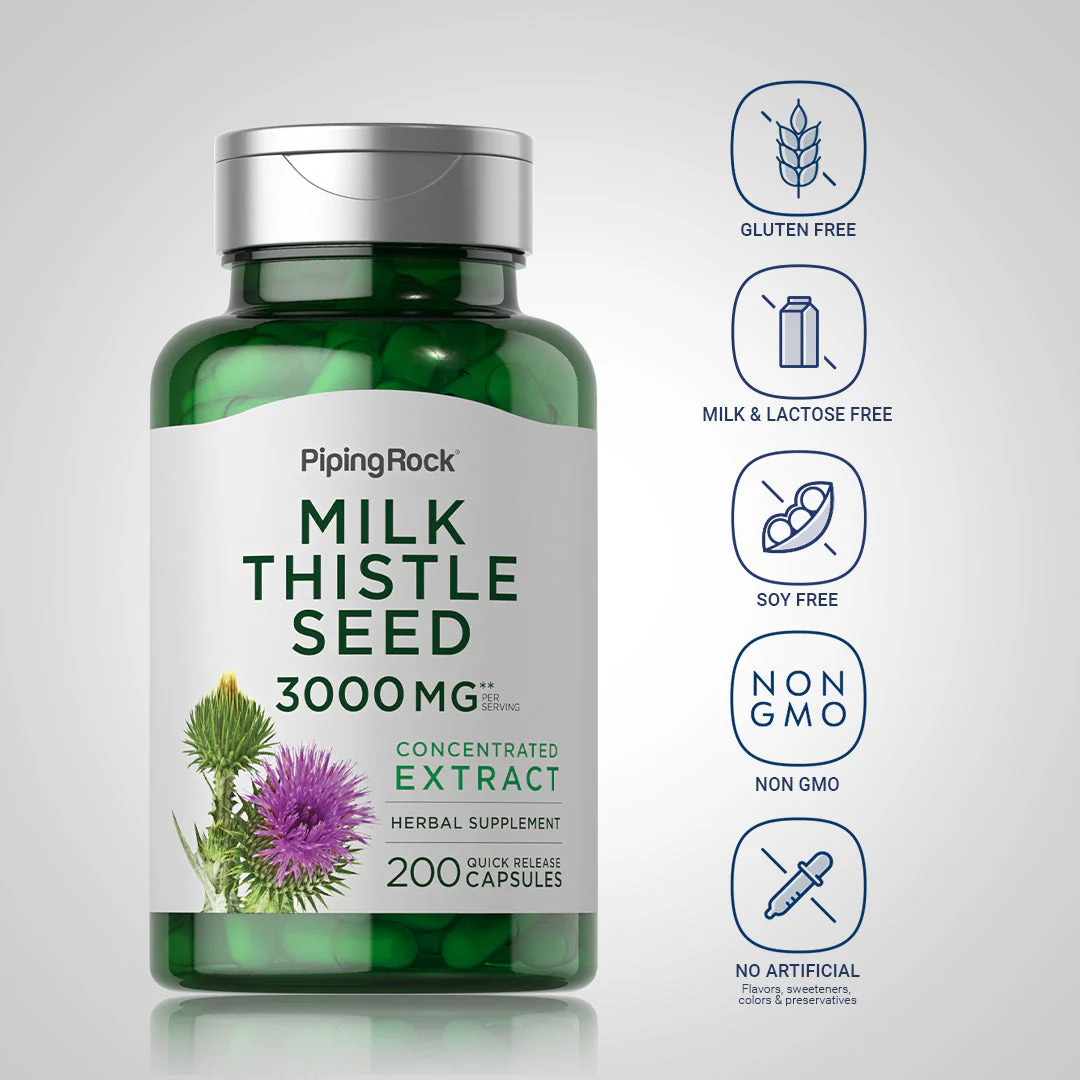 Milk Thistle Seed Extract, 3000 mg (per serving), 200 Quick Release Capsules - Image 5