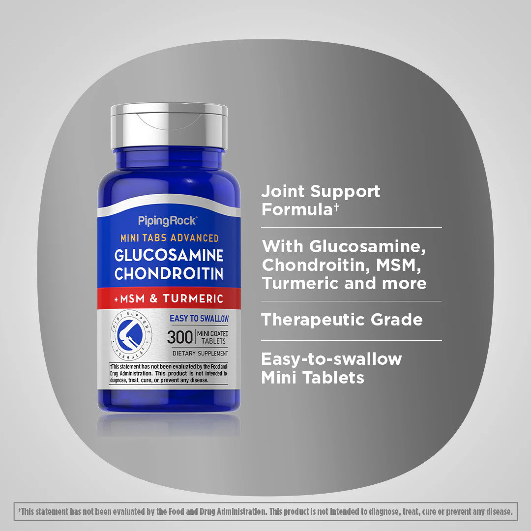 Mini Tabs Advanced Glucosamine Chondroitin MSM Plus Turmeric, 300 Mini Coated Tablets, 2  Bottles - Image 4