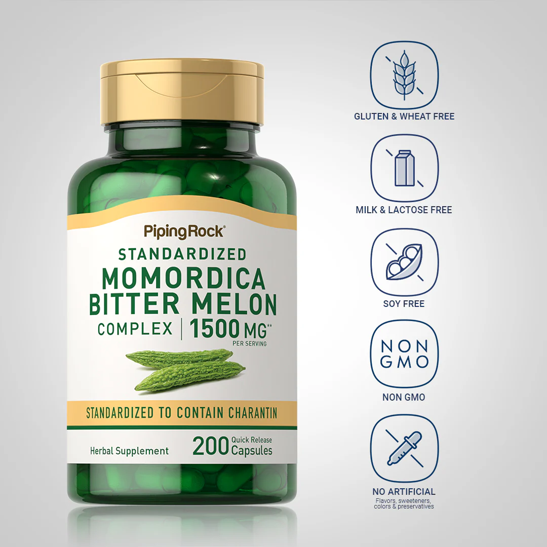 Momordica Bitter Melon, 1500 mg (per serving), 200 Quick Release Capsules, 2  Bottles - Image 5