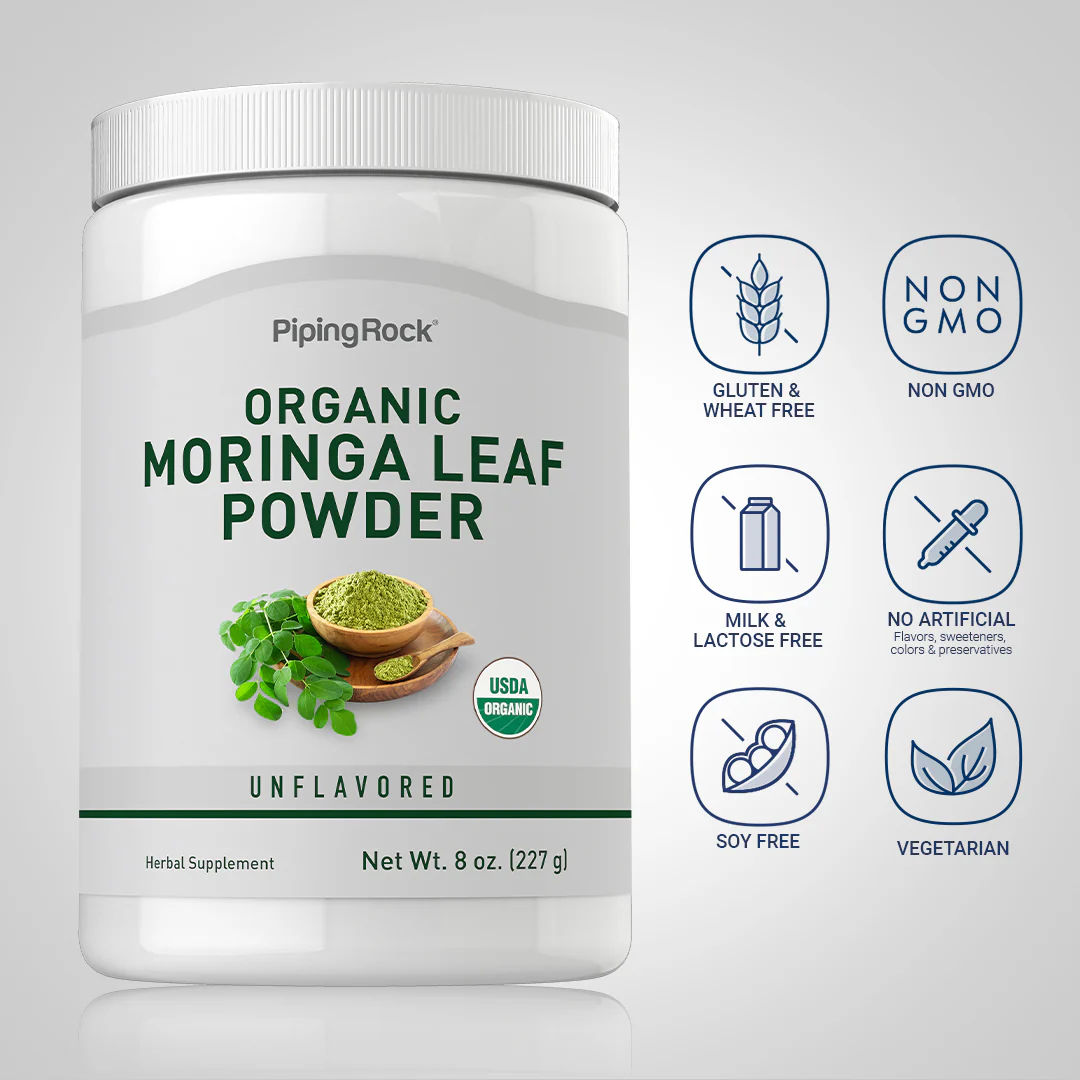 Moringa Leaf Powder (Organic), 8 oz (227 g) Bottle - Image 4