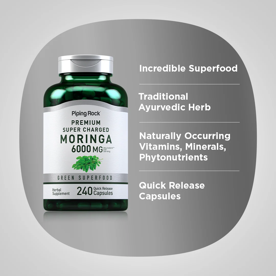 Moringa Oleifera, 6000 mg (per serving), 240 Quick Release Capsules, 2  Bottles - Image 4