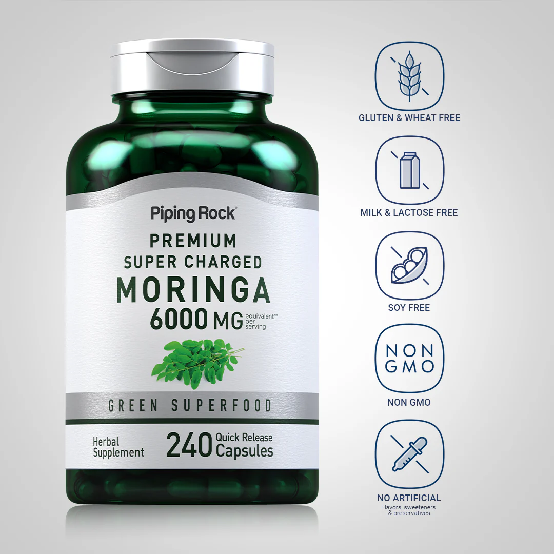 Moringa Oleifera, 6000 mg (per serving), 240 Quick Release Capsules, 2  Bottles - Image 5