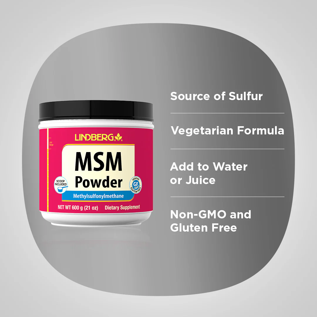 MSM (Methylsulfonylmethane) Powder, 4000 mg (per serving), 21 oz (600 g) Bottle - Image 3