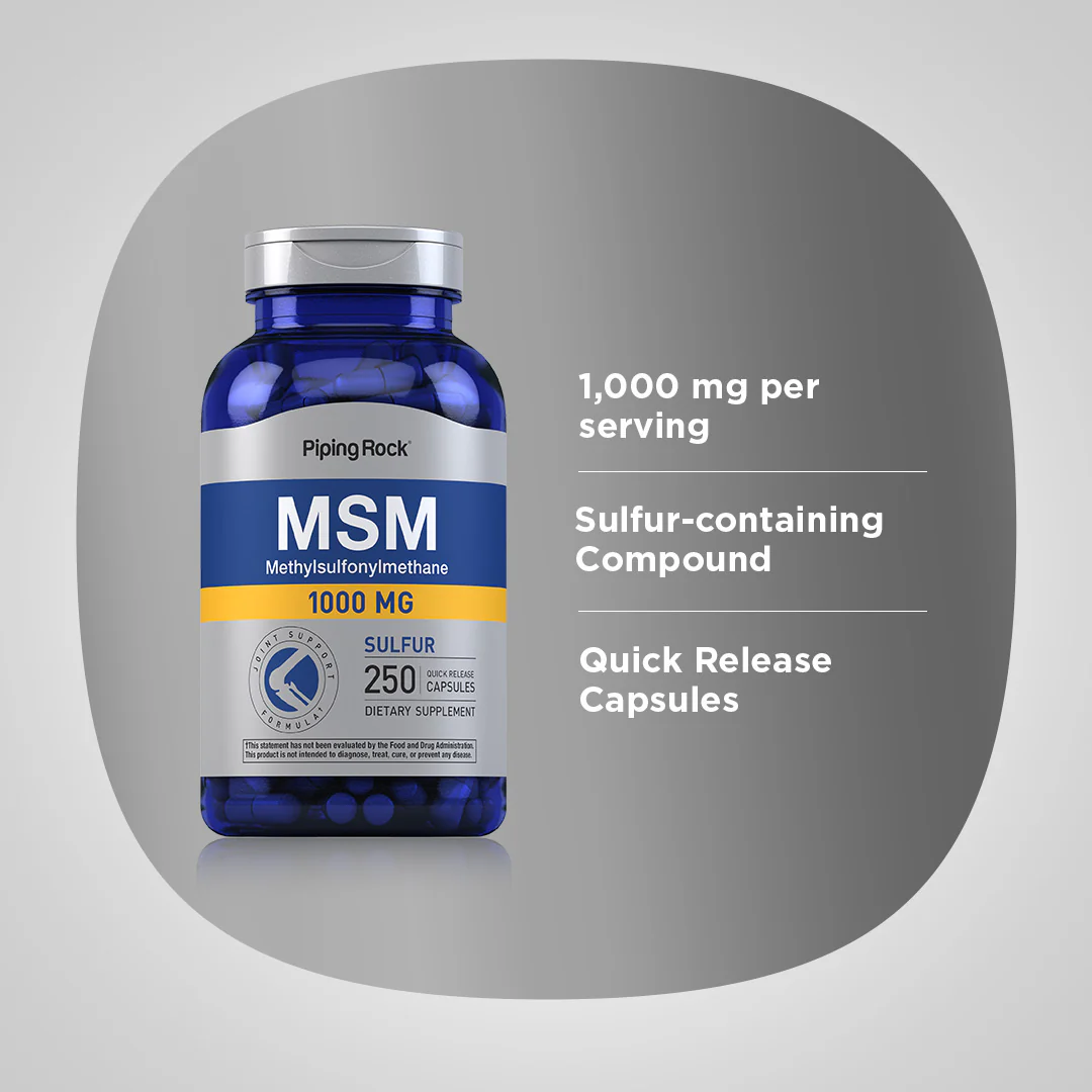 MSM + Sulfur, 1000 mg, 250 Quick Release Capsules - Image 4