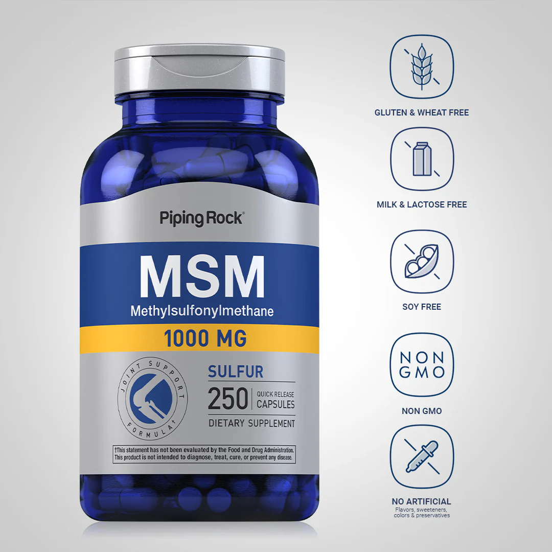 MSM + Sulfur, 1000 mg, 250 Quick Release Capsules, 2  Bottles - Image 5