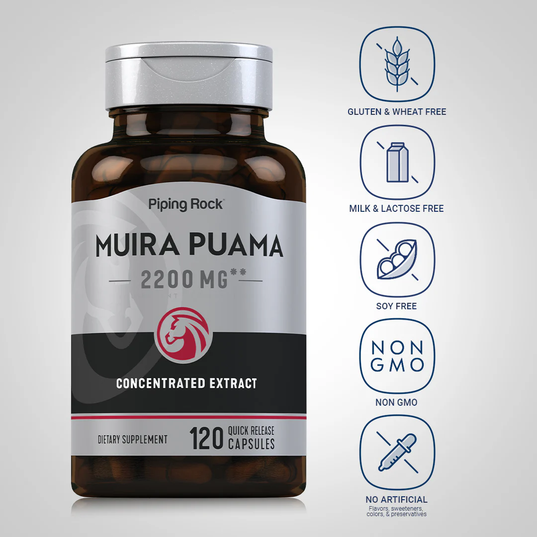 Muira Puama, 2200 mg (per serving), 120 Quick Release Capsules - Image 4