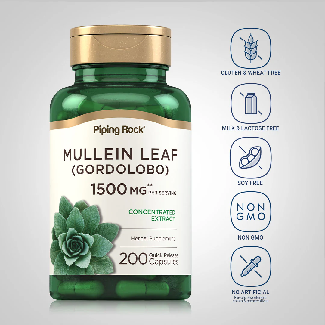 Mullein Leaf (Gordolobo), 1500 mg (per serving), 200 Quick Release Capsules, 2  Bottles - Image 5