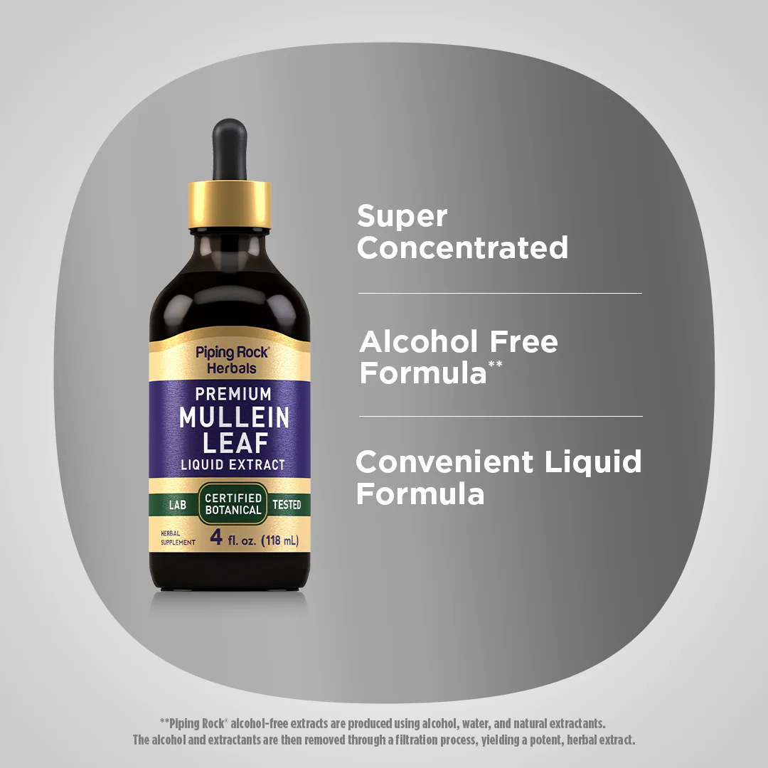 Mullein Leaf Liquid Extract Alcohol Free, 4 fl oz (118 mL) Dropper Bottle - Image 3