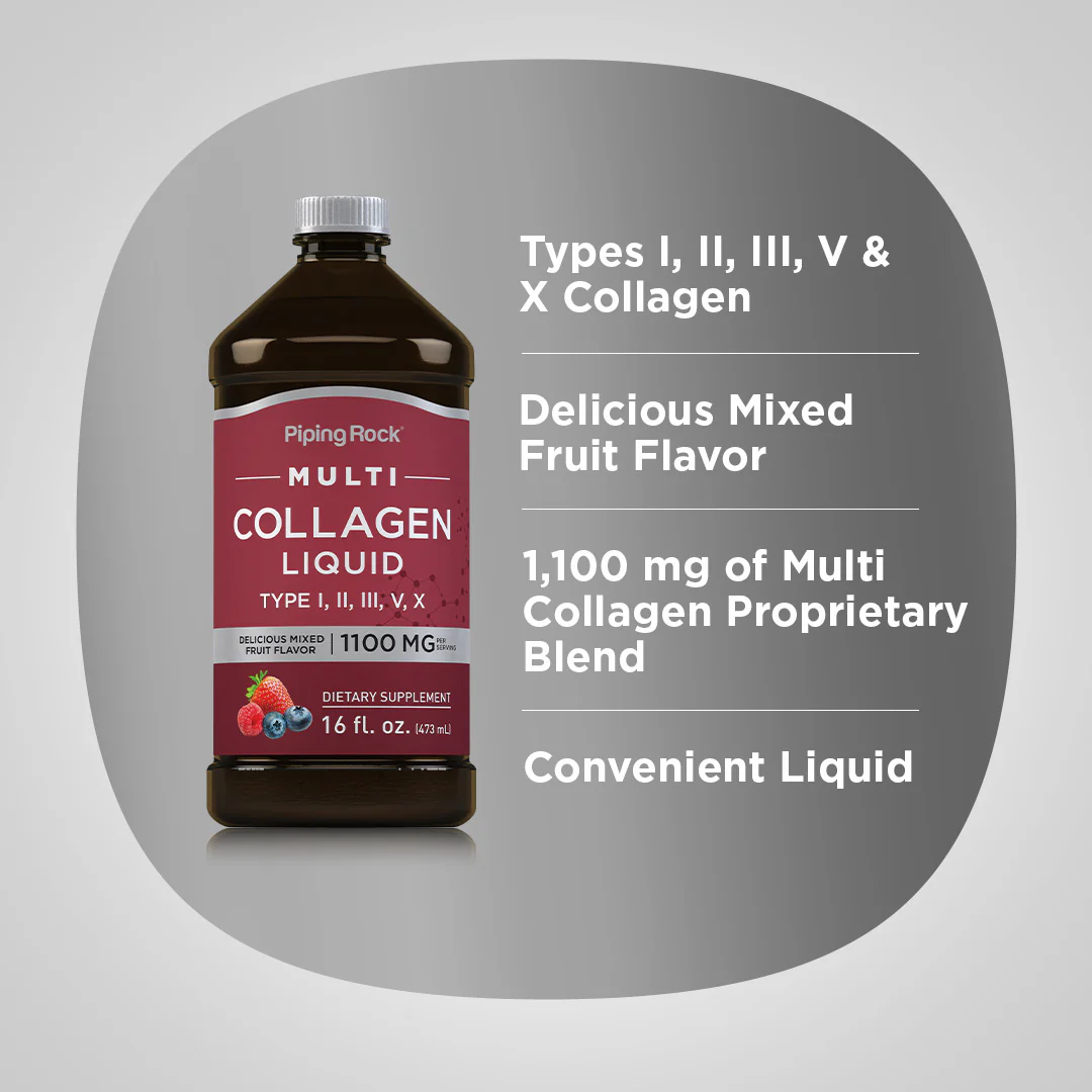 Multi Collagen Liquid (Delicious Mixed Fruit), 1100 mg (per serving), 16 fl oz (473 mL) Bottle - Image 3
