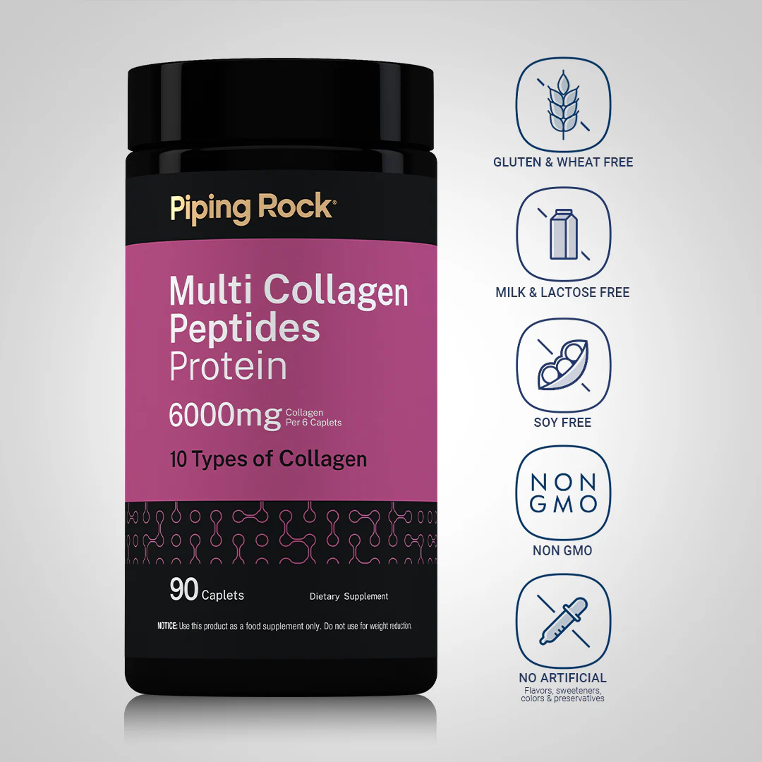Multi Collagen Peptides Protein, 6000 mg, 90 Caplets, 2  Bottles - Image 4