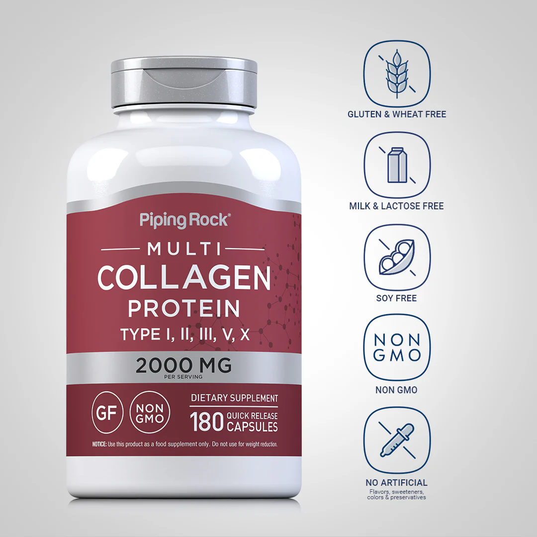 Multi Collagen Protein (Types I, II, III, V, X), 2000 mg (per serving), 180 Quick Release Capsules, 2  Bottles - Image 5