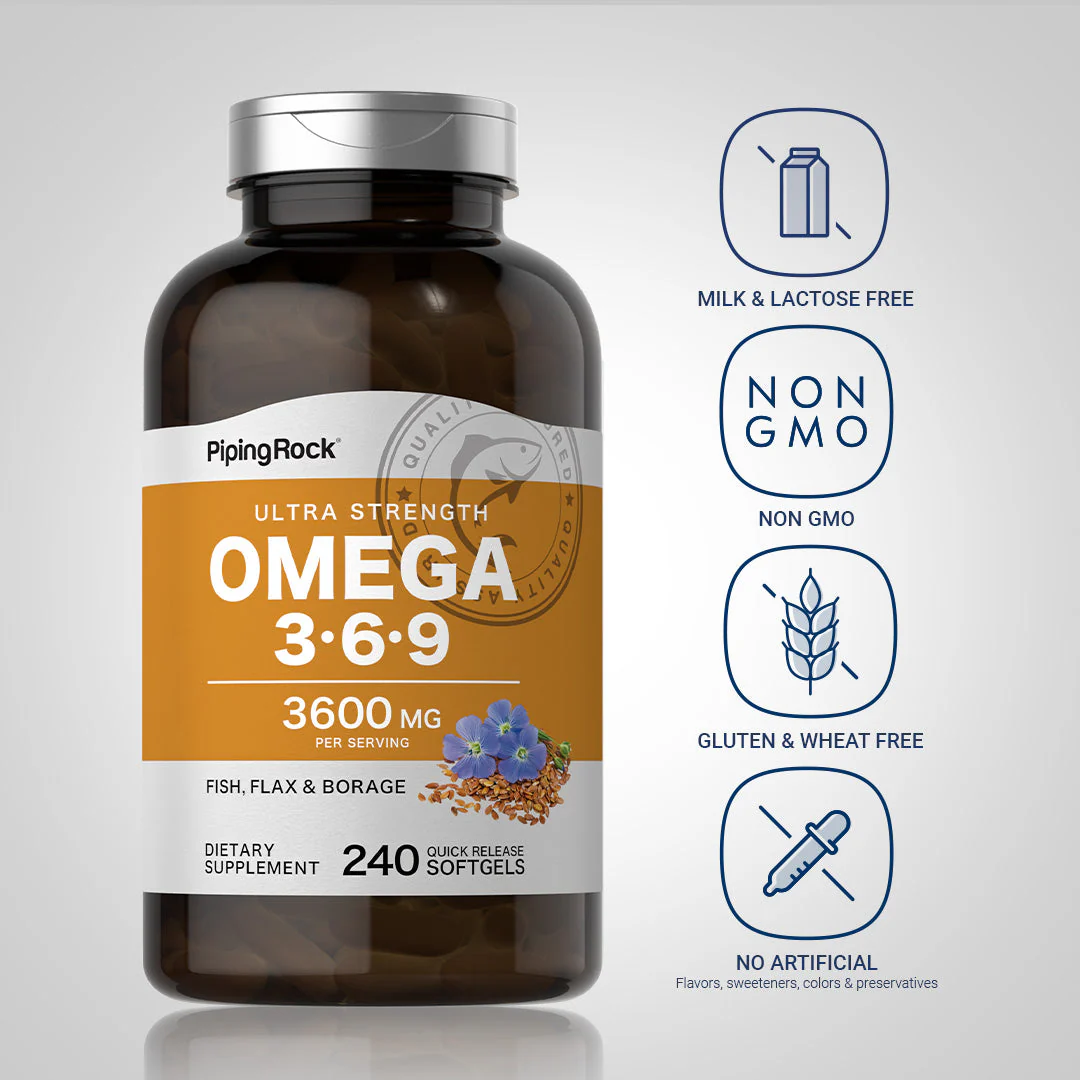 Multi Omega 3-6-9 Fish, Flax & Borage, 240 Quick Release Softgels - Image 5