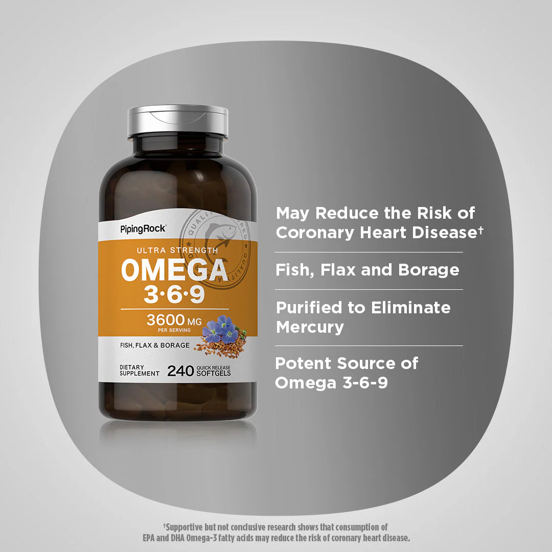 Multi Omega 3-6-9 Fish, Flax & Borage, 240 Quick Release Softgels, 2  Bottles - Image 4