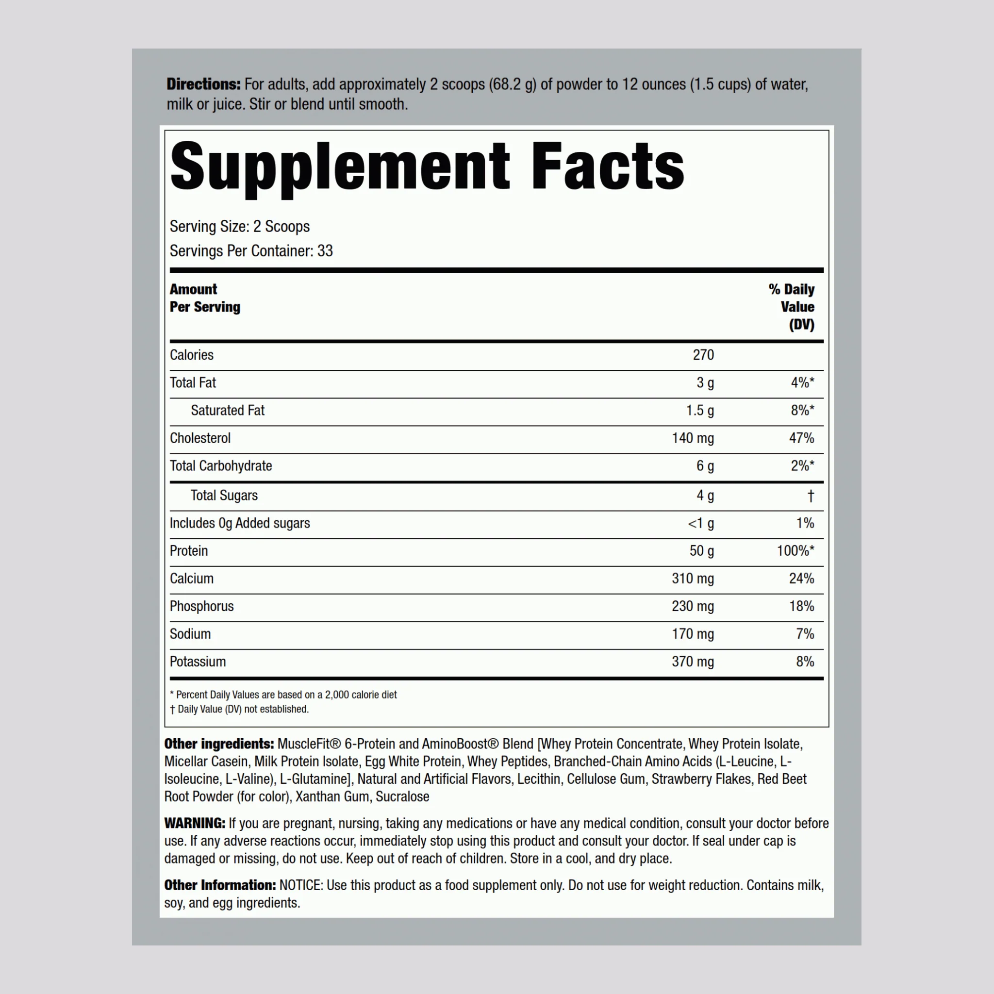 MuscleFit Protein Powder (Creamy Strawberry Shortcake Trifle), 5 lb (2.268 kg) Bottle - Image 2