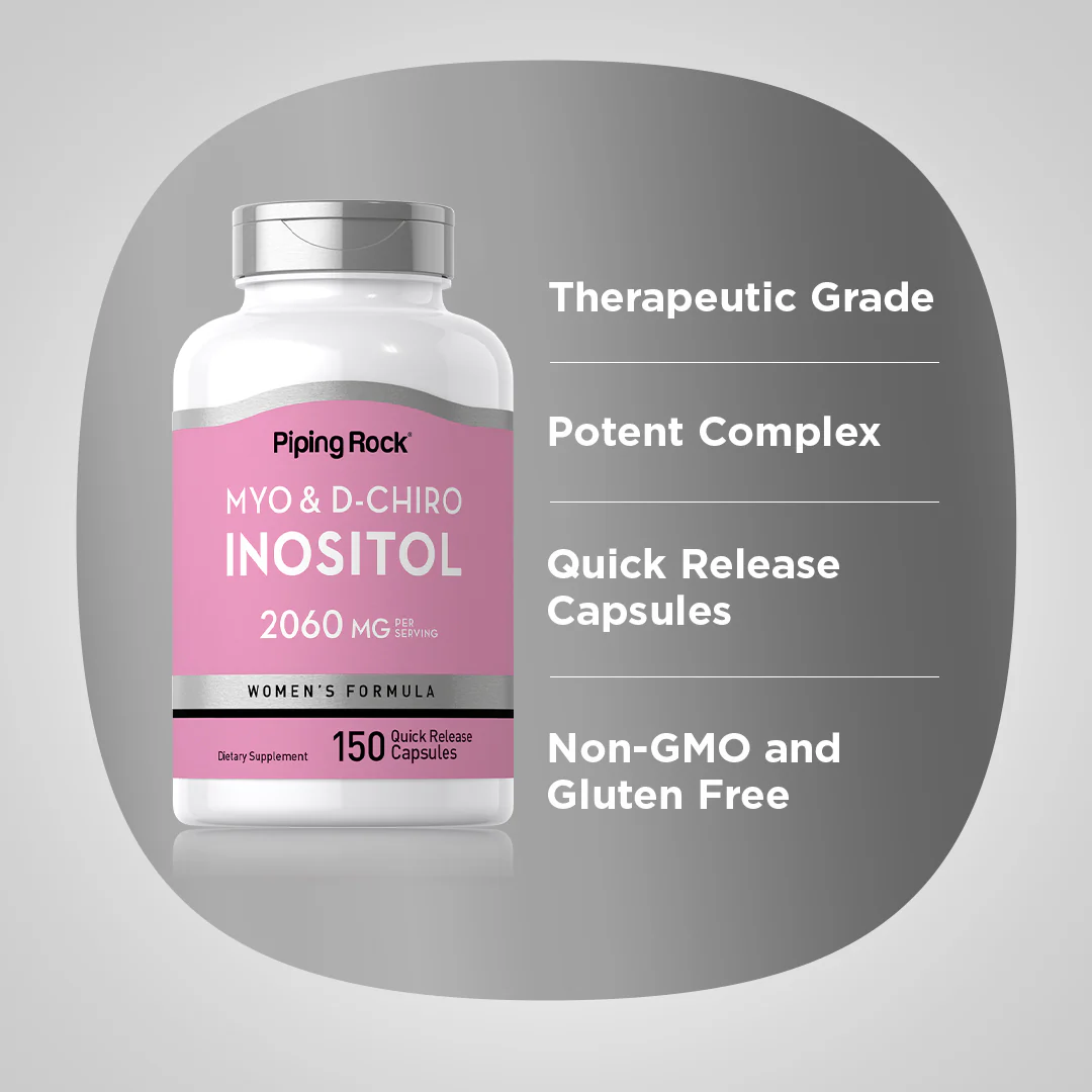 Myo & D-Chiro Inositol for Women, 2060 mg (per serving), 150 Quick Release Capsules, 2  Bottles - Image 3