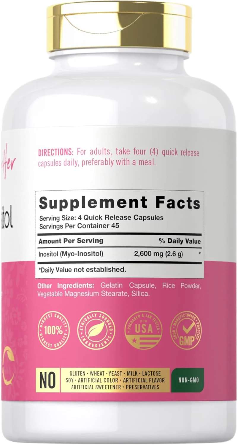 Myo-Inositol, 2600 mg (per serving), 180 Quick Release Capsules - Image 4