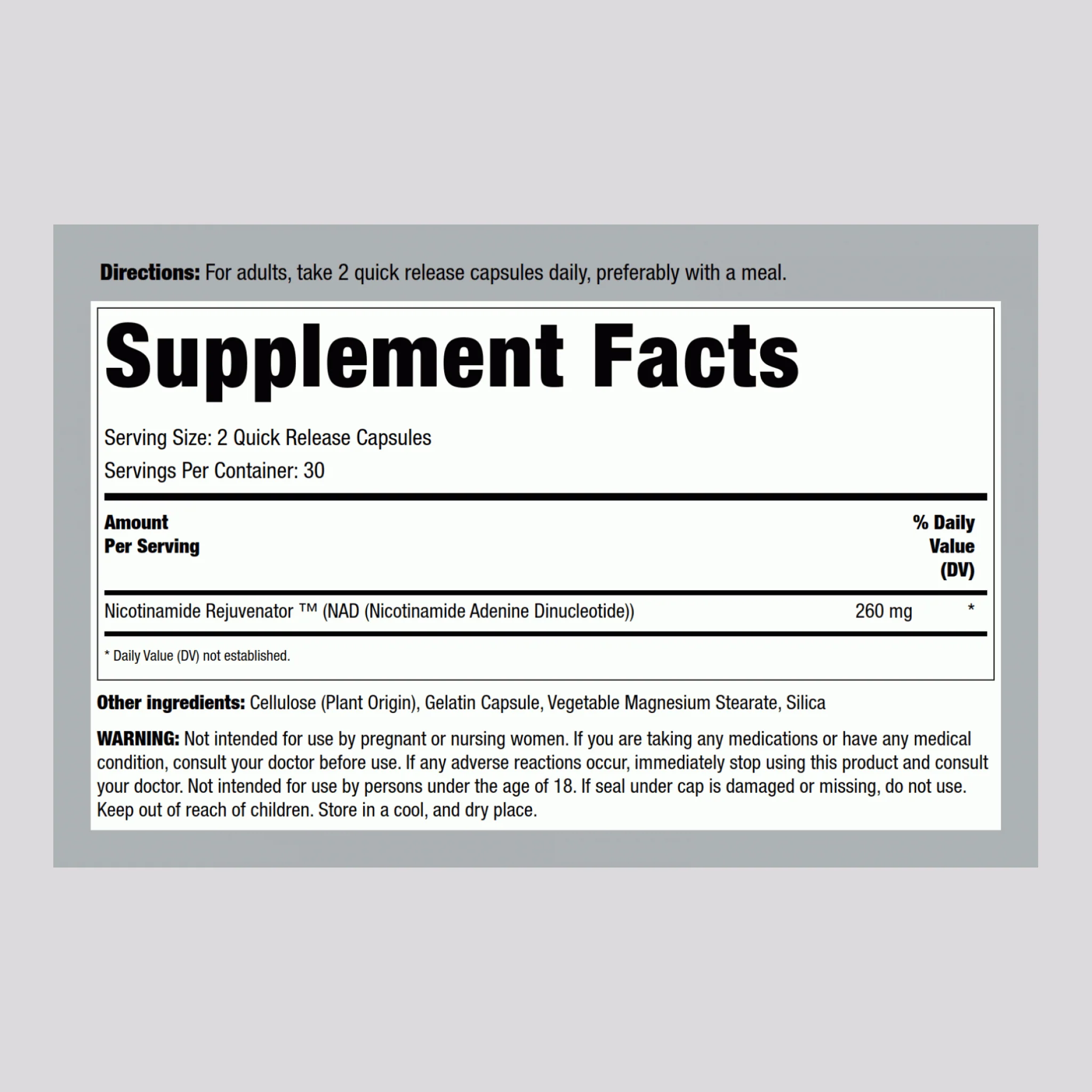 NAD, 260 mg (per serving), 60 Quick Release Capsules, 2  Bottles - Image 2