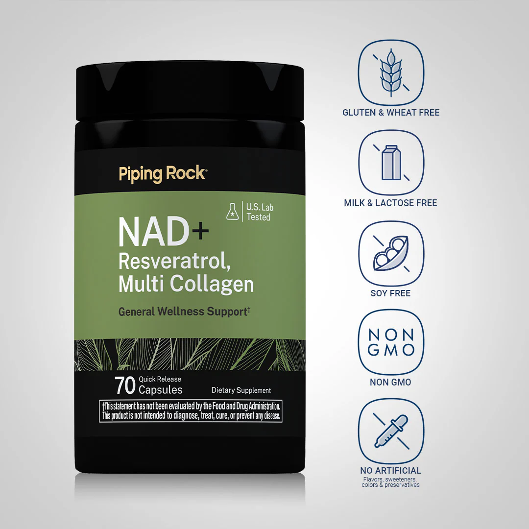 NAD + Resveratrol, Multi Collagen, 70 Quick Release Capsules - Image 4