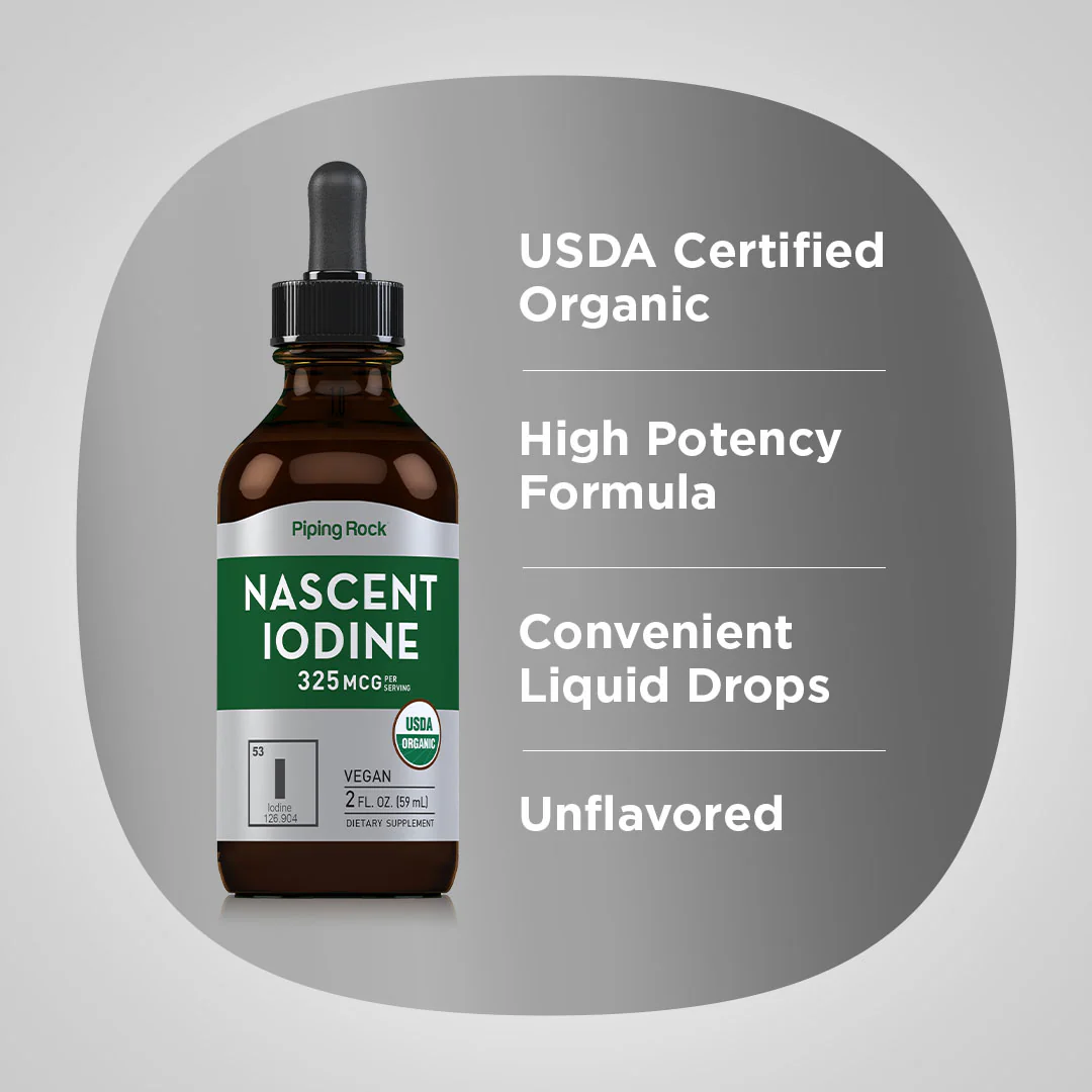 Nascent Iodine (Organic), 325 mcg (per serving), 2 fl oz (59 mL) Dropper Bottle - Image 3