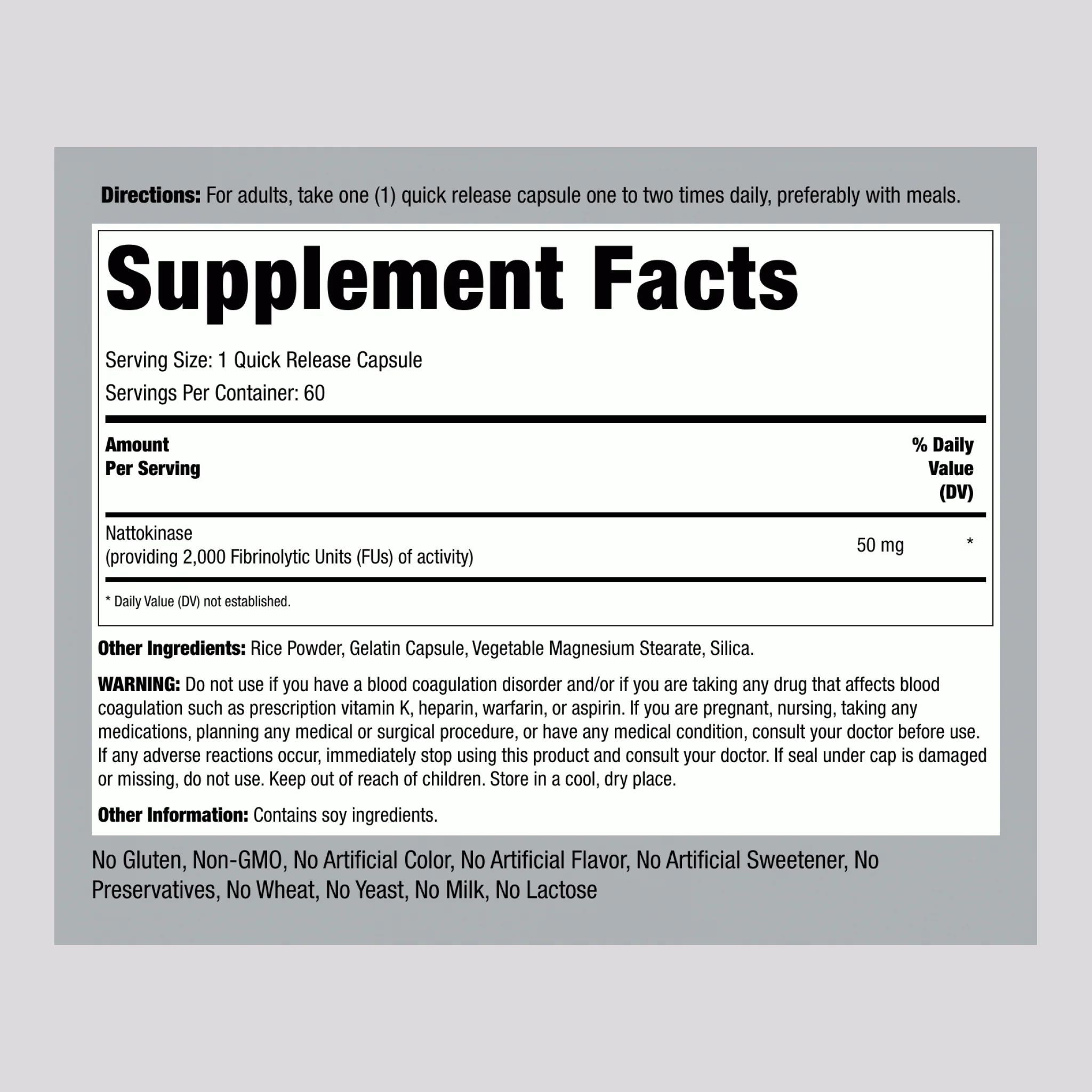 Nattokinase (2,000 FU), 60 Quick Release Capsules - Image 2