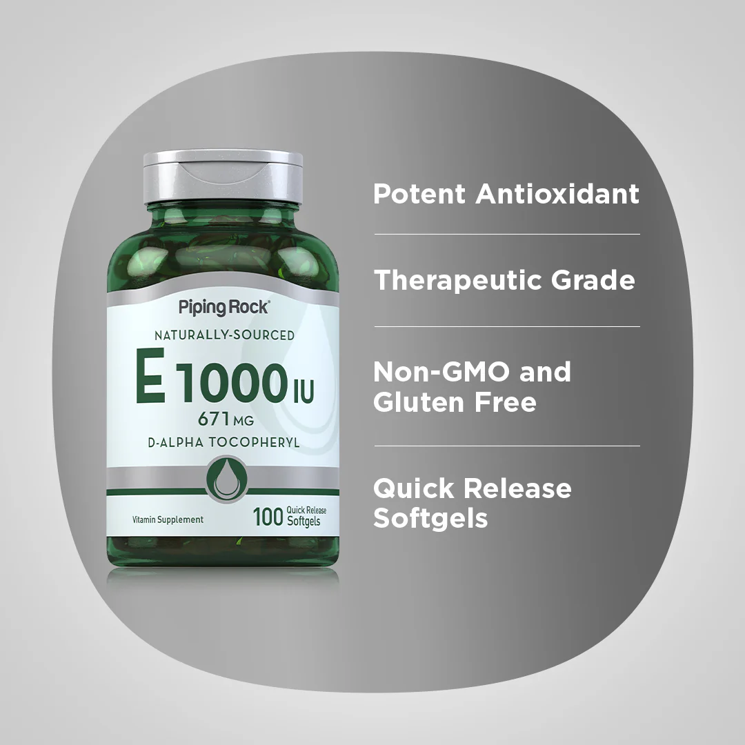 Natural Vitamin E, 1000 IU, 100 Quick Release Softgels, 2  Bottles - Image 4