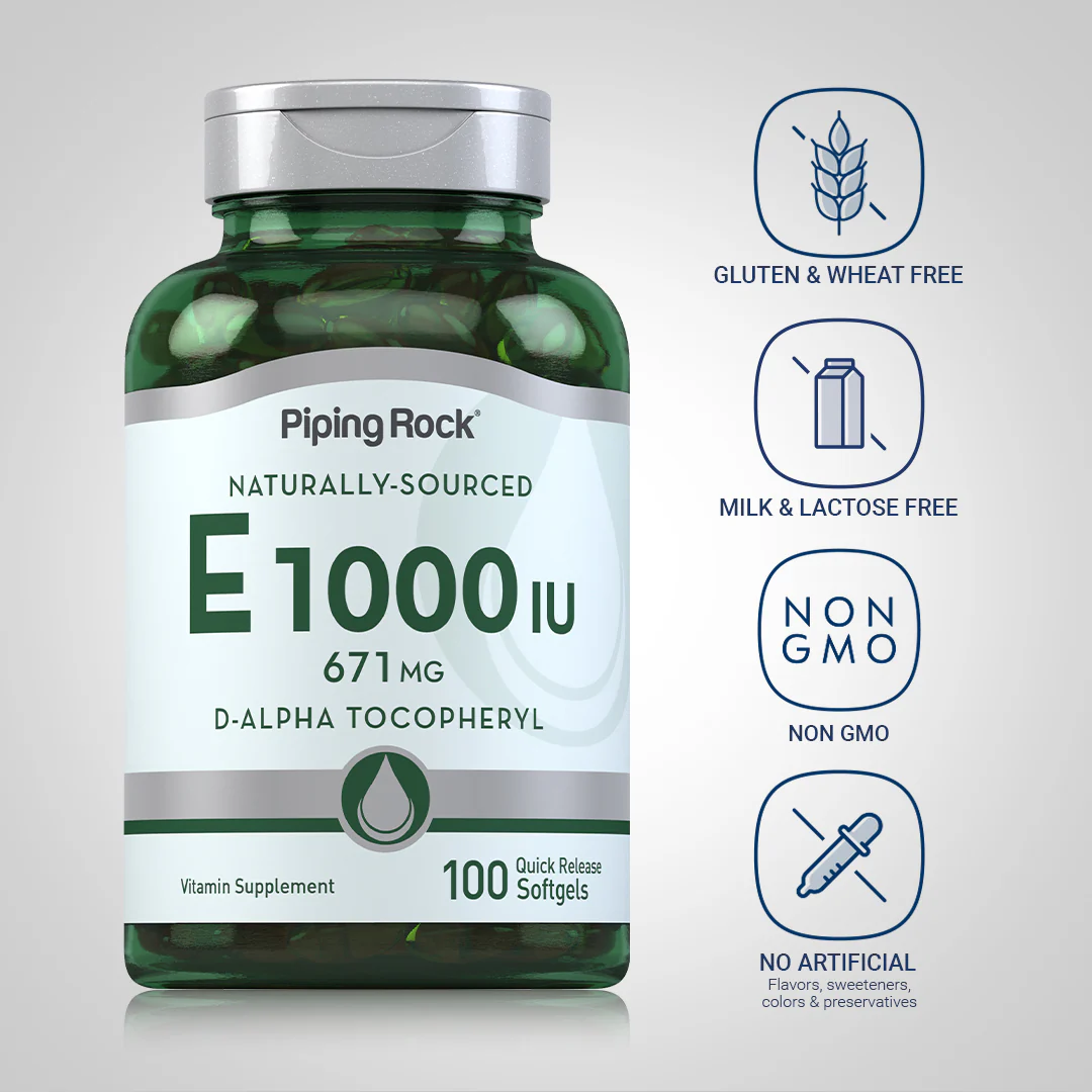 Natural Vitamin E, 1000 IU, 100 Quick Release Softgels, 2  Bottles - Image 5