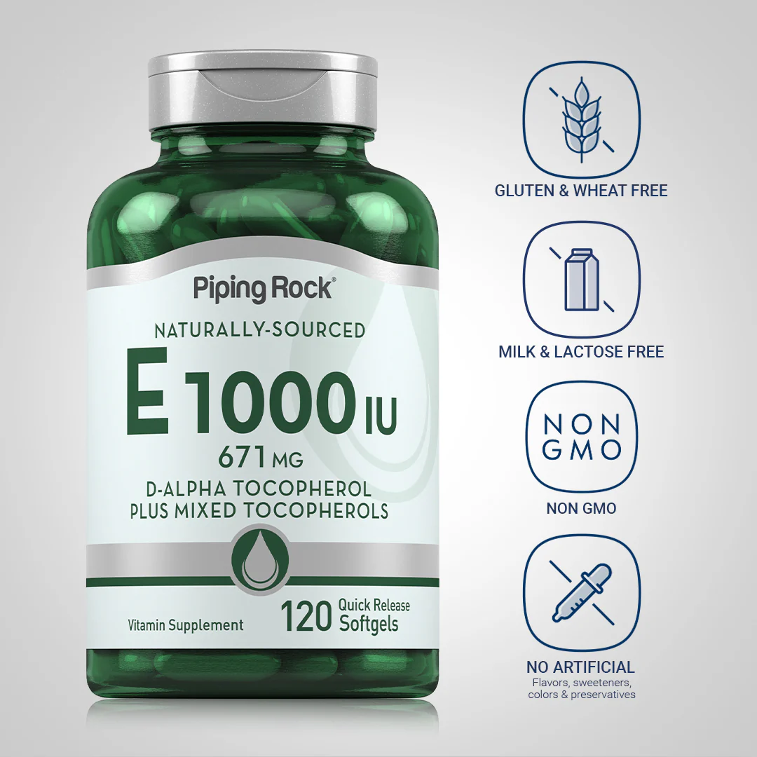 Natural Vitamin E Plus Mixed Tocopherols, 1000 IU, 120 Quick Release Softgels - Image 5