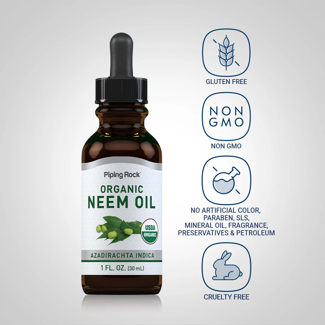 Neem Oil (Organic), 1 fl oz (30 mL) Dropper Bottle - Image 4
