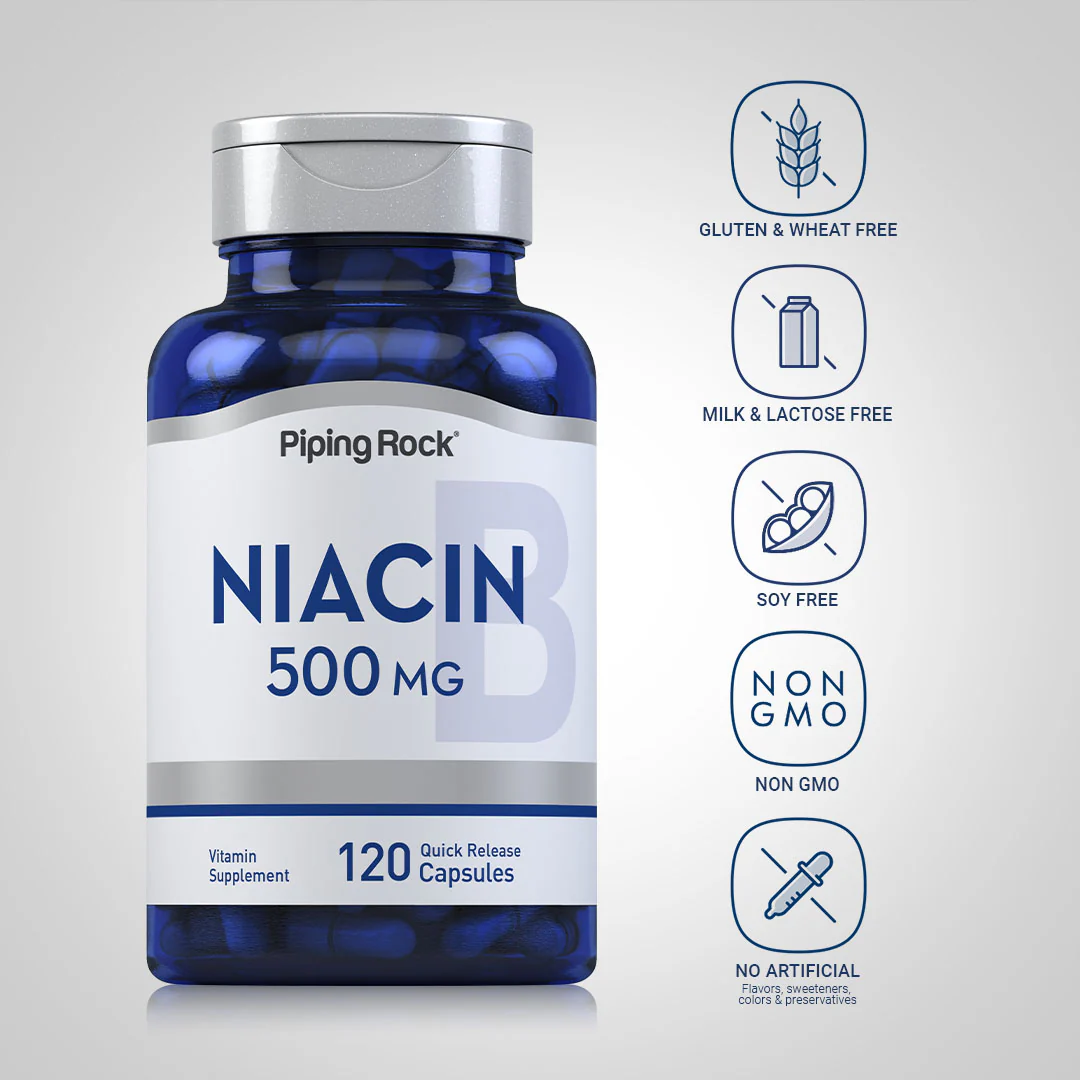 Niacin, 500 mg, 120 Quick Release Capsules, 2  Bottles - Image 5
