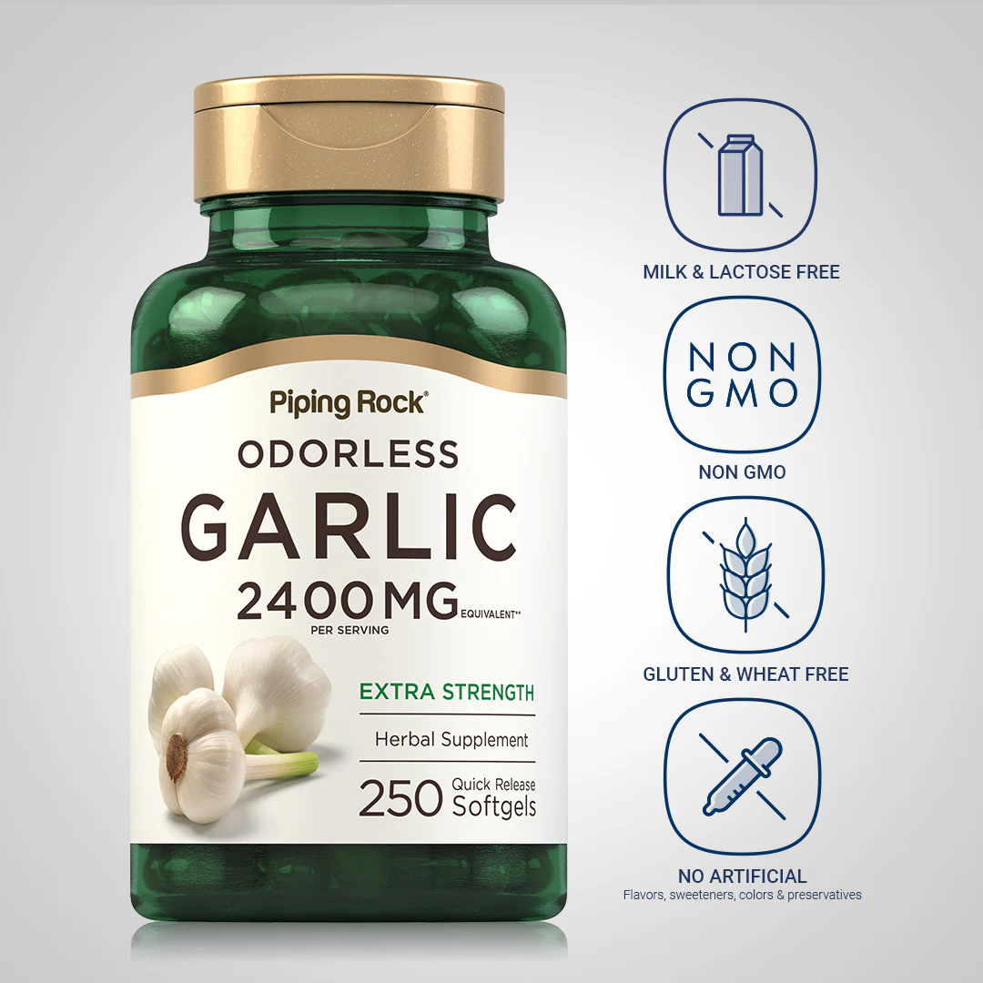 Odorless Garlic, 2400 mg (per serving), 250 Quick Release Softgels - Image 5