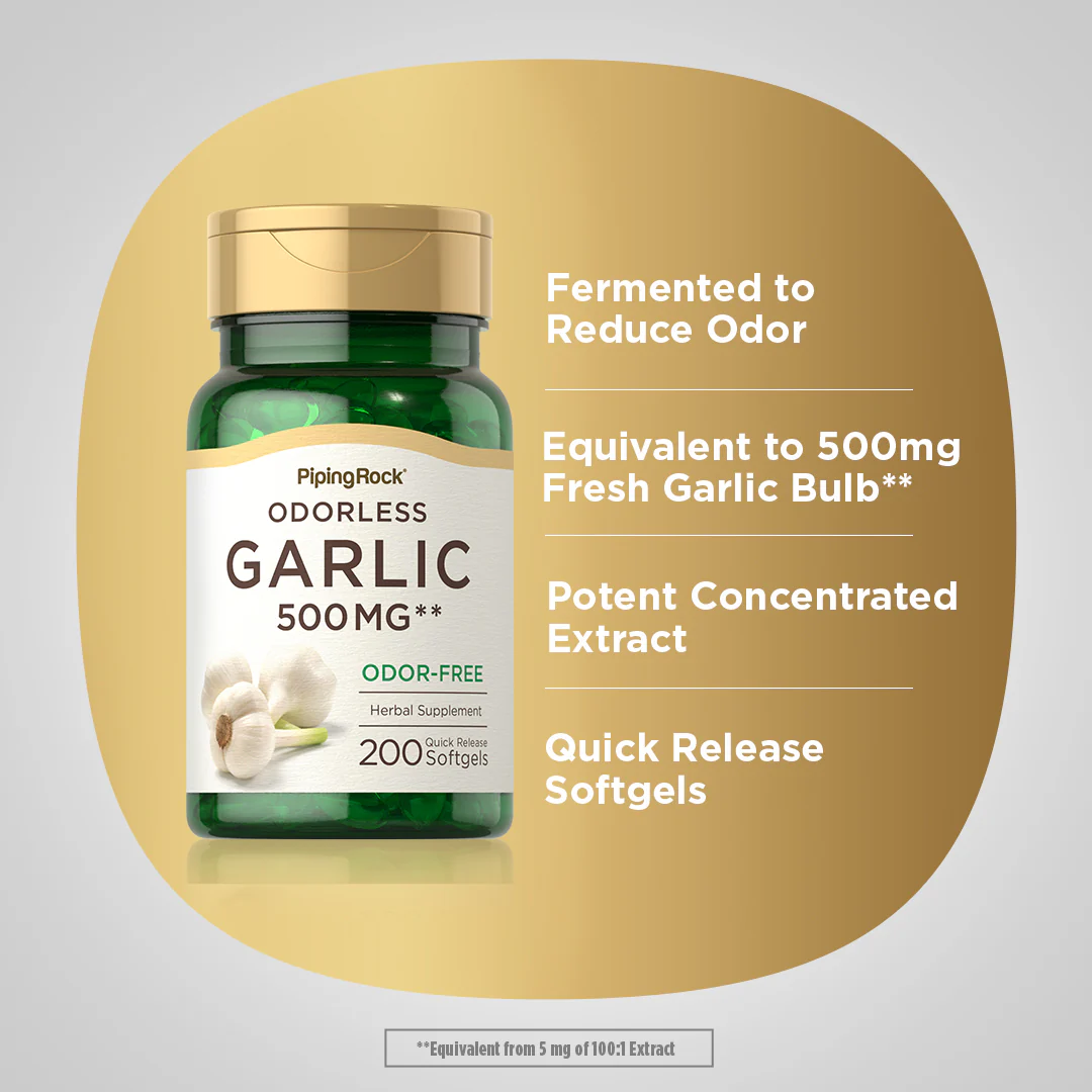 Odorless Garlic, 500 mg, 200 Quick Release Softgels - Image 4