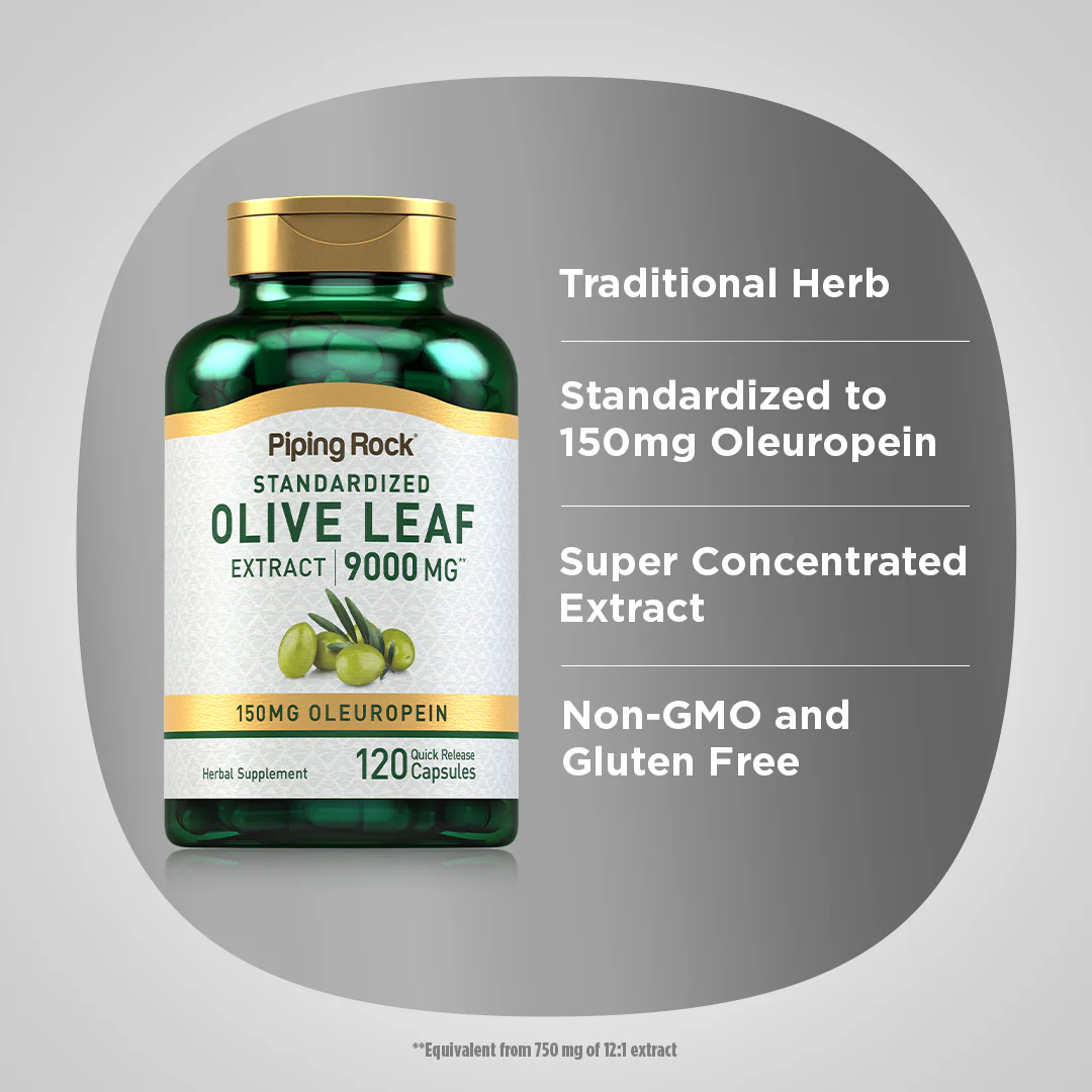 Olive Leaf Extract, 9000 mg, 120 Quick Release Capsules, 2  Bottles - Image 4