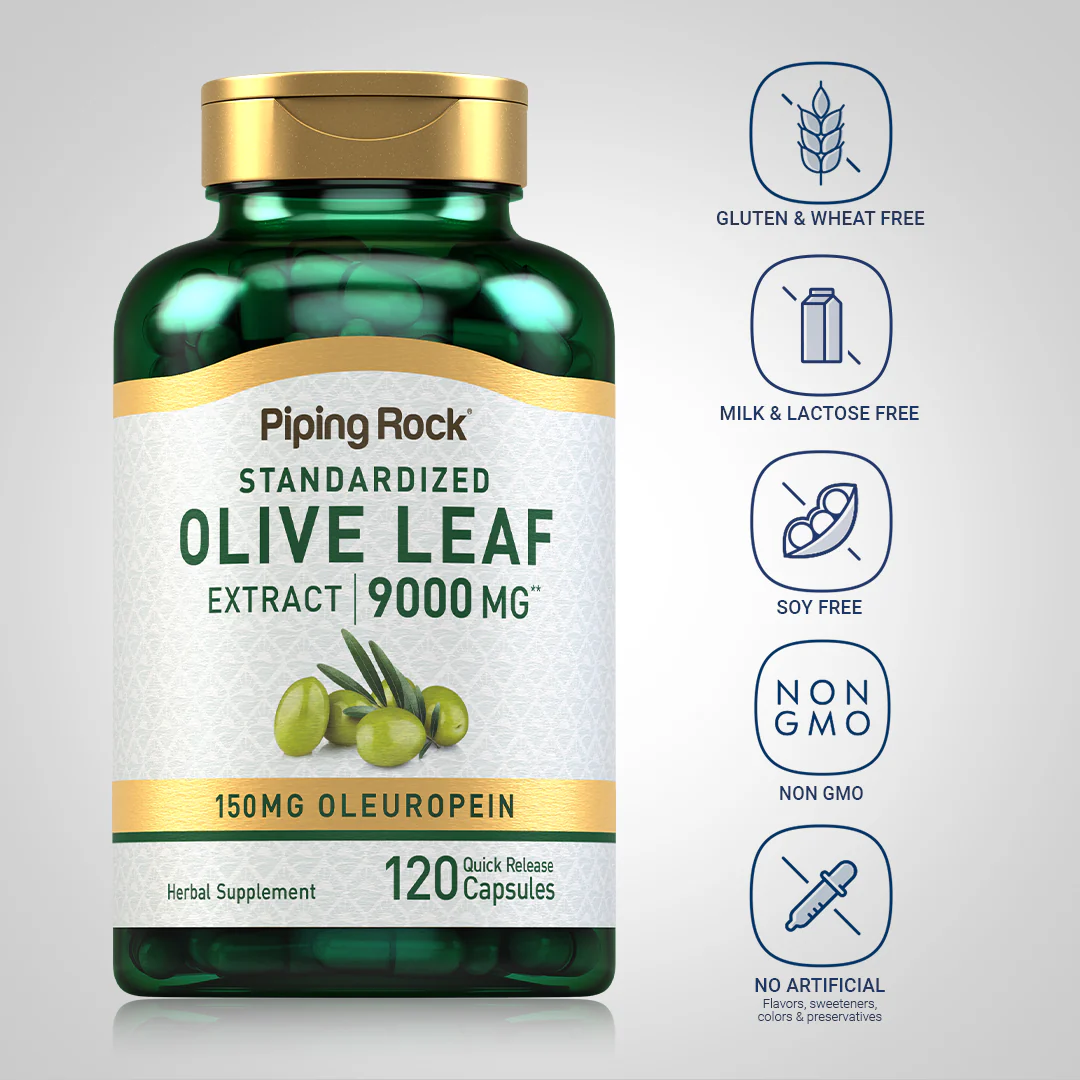Olive Leaf Extract, 9000 mg, 120 Quick Release Capsules, 2  Bottles - Image 5