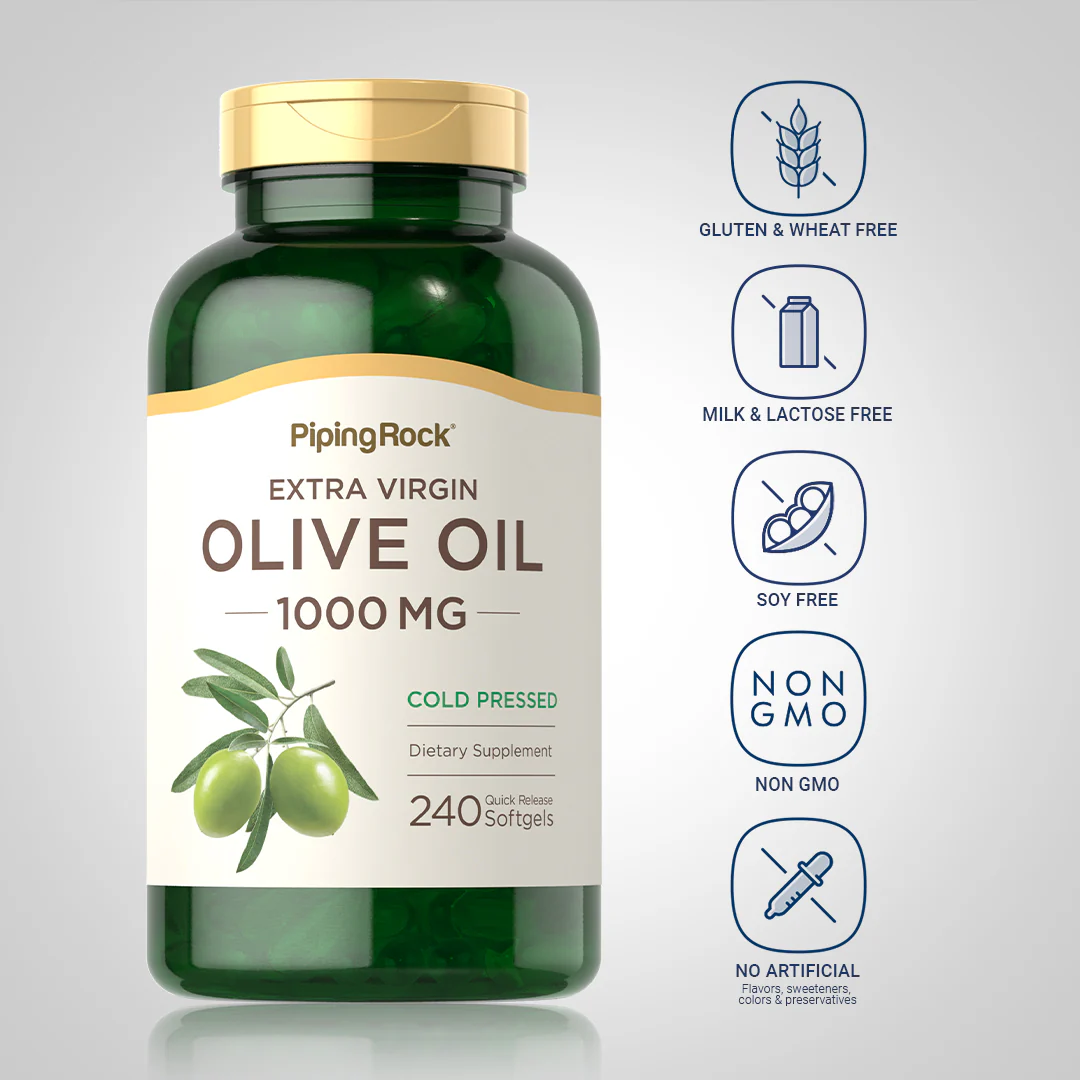 Olive Oil, 1000 mg, 240 Quick Release Softgels, 2  Bottles - Image 5