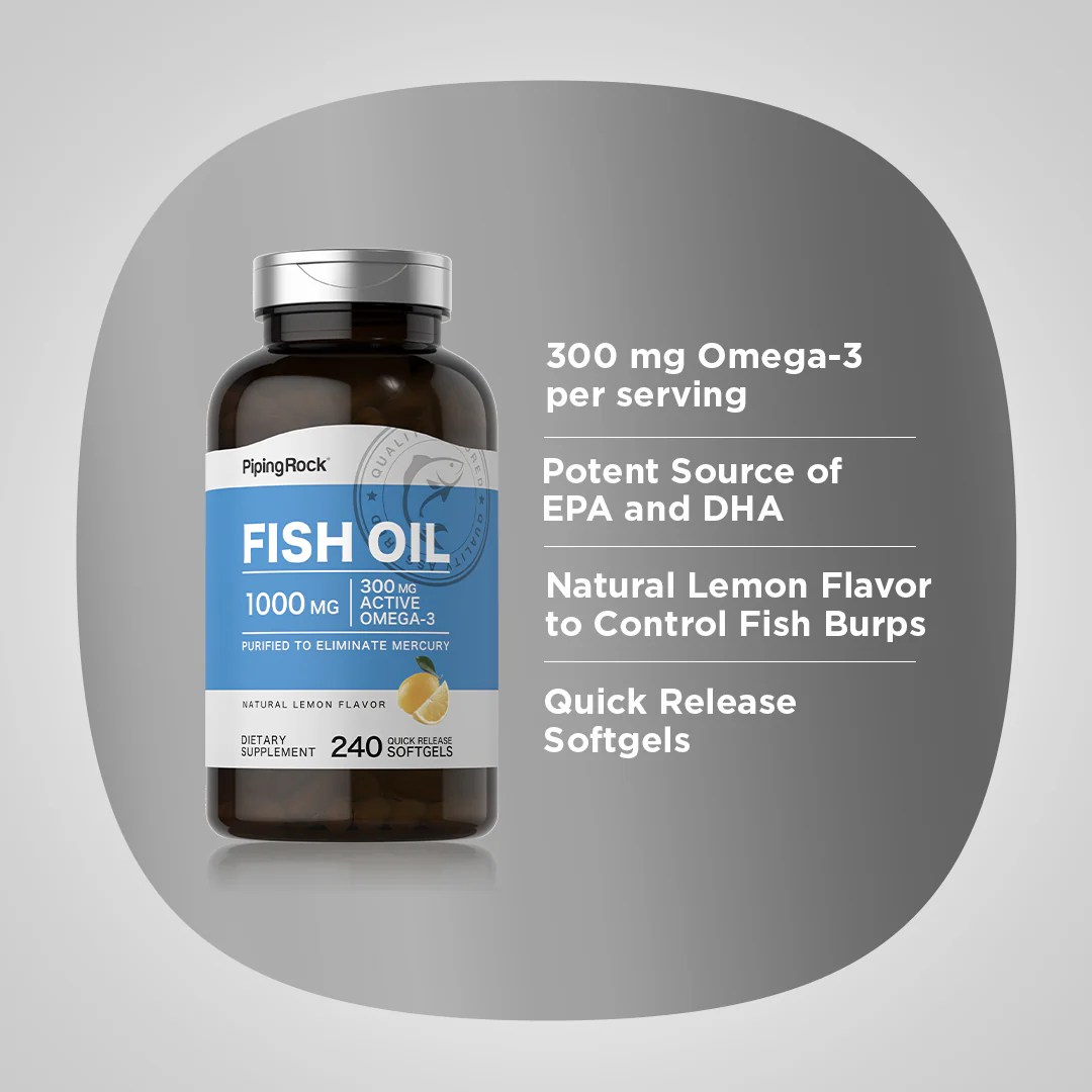 Omega-3 Fish Oil Lemon Flavor, 1000 mg, 240 Quick Release Softgels - Image 4